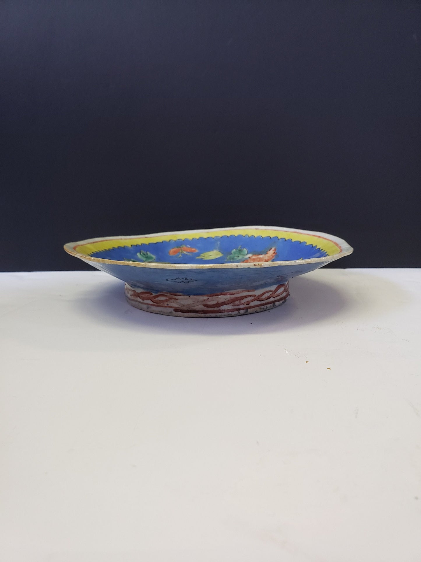 Antique Chinese Polychrome Painted Chinese Dish