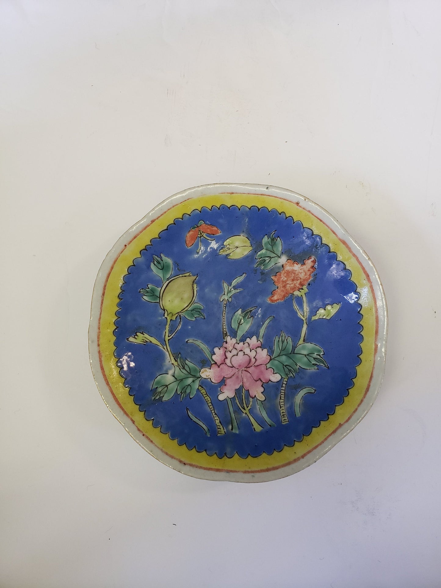 Antique Chinese Polychrome Painted Chinese Dish