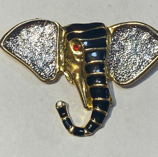 Art Deco bling bling Elephant brooch 3 inches