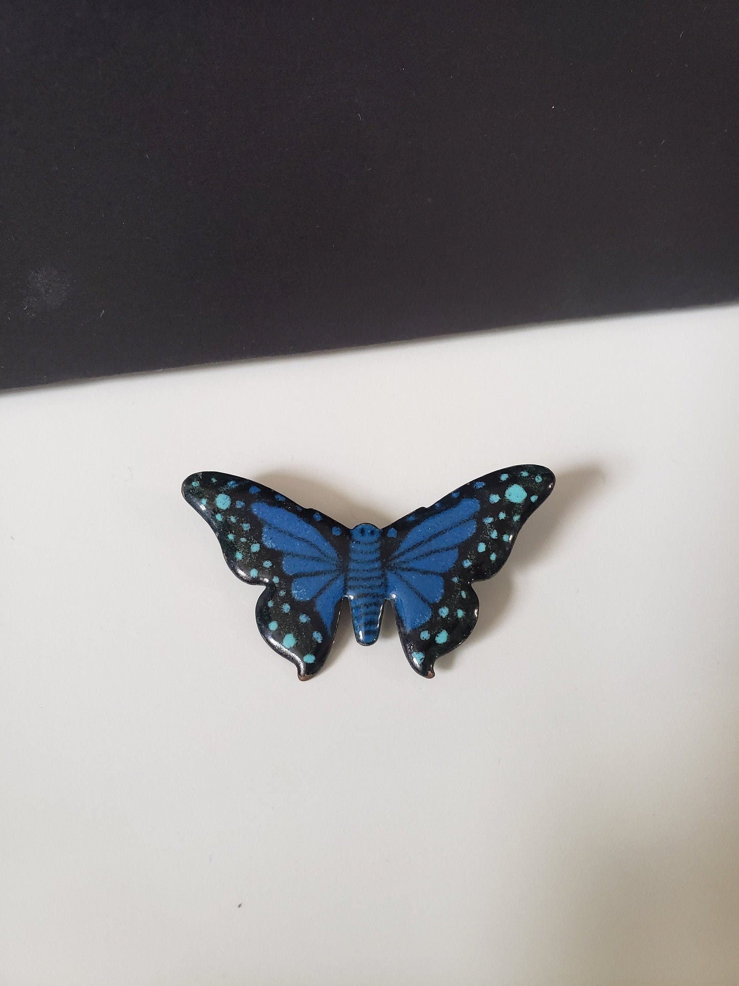 Signed Enamel Butterfly Brooch