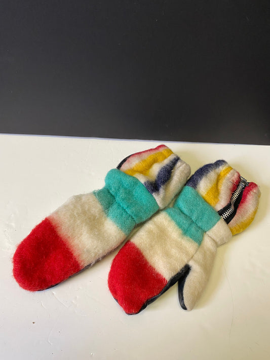 RARE HBC Hudson Bay company blanket and leather mittens