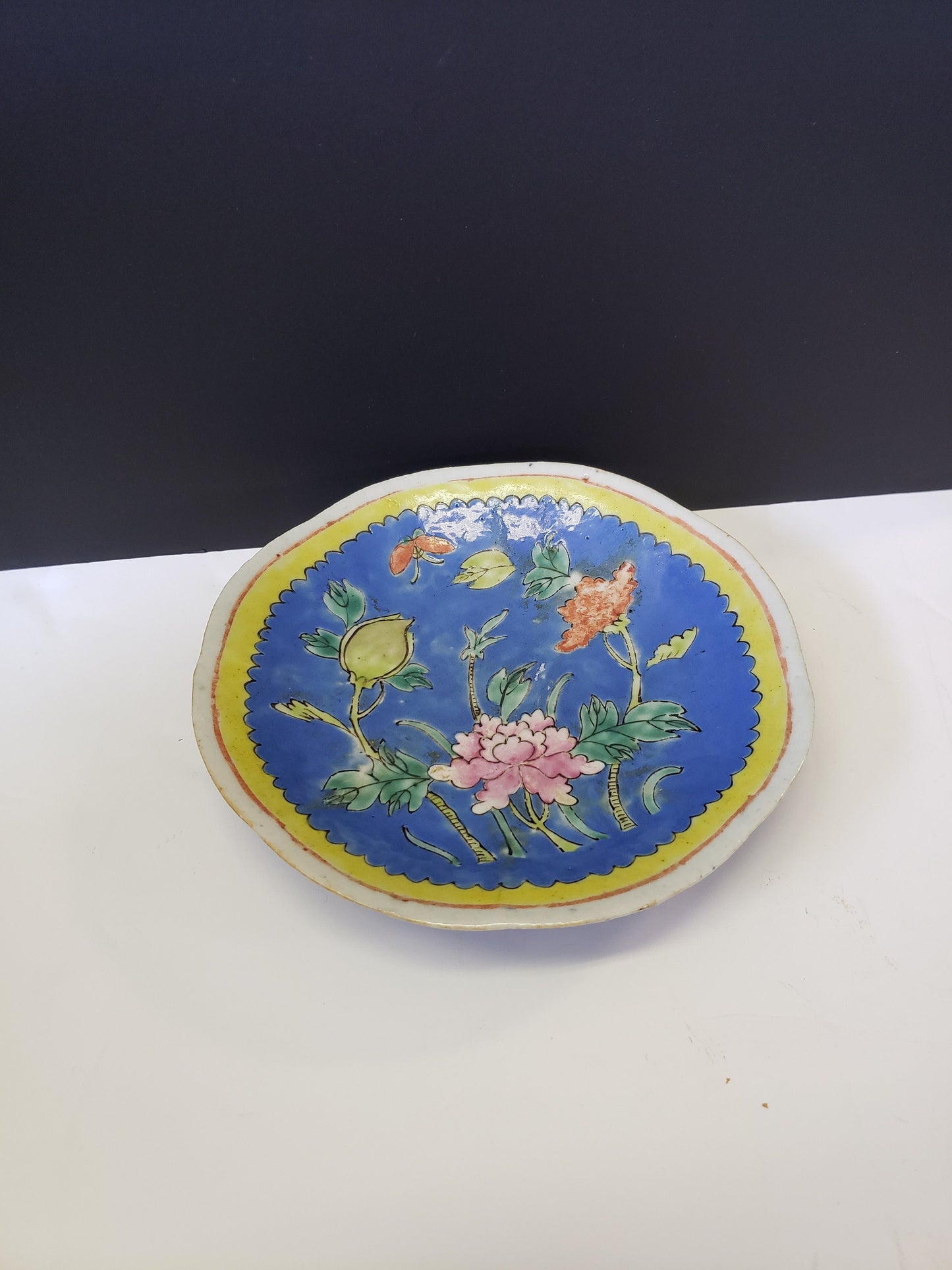 Antique Chinese Polychrome Painted Chinese Dish