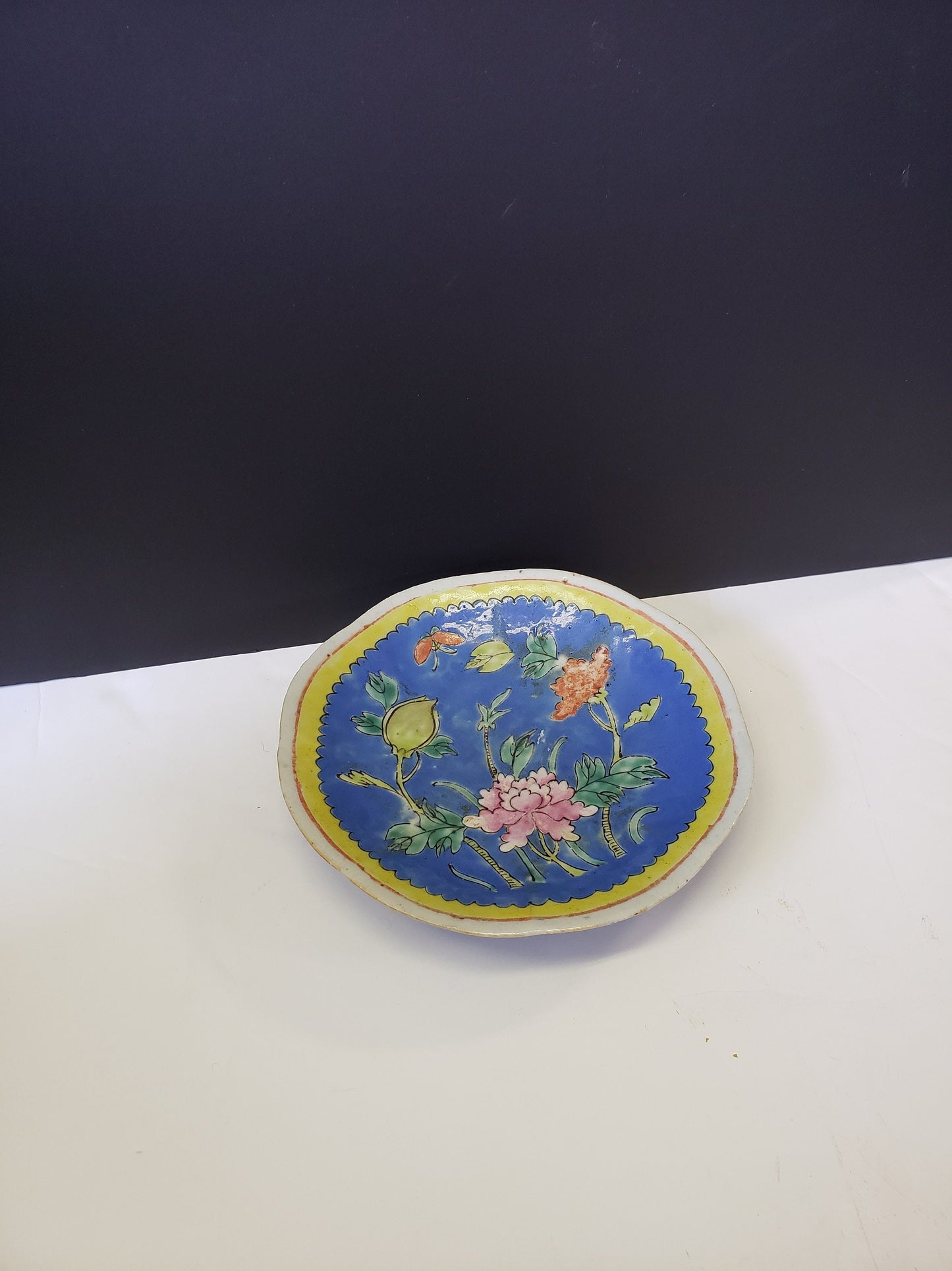 Antique Chinese Polychrome Painted Chinese Dish