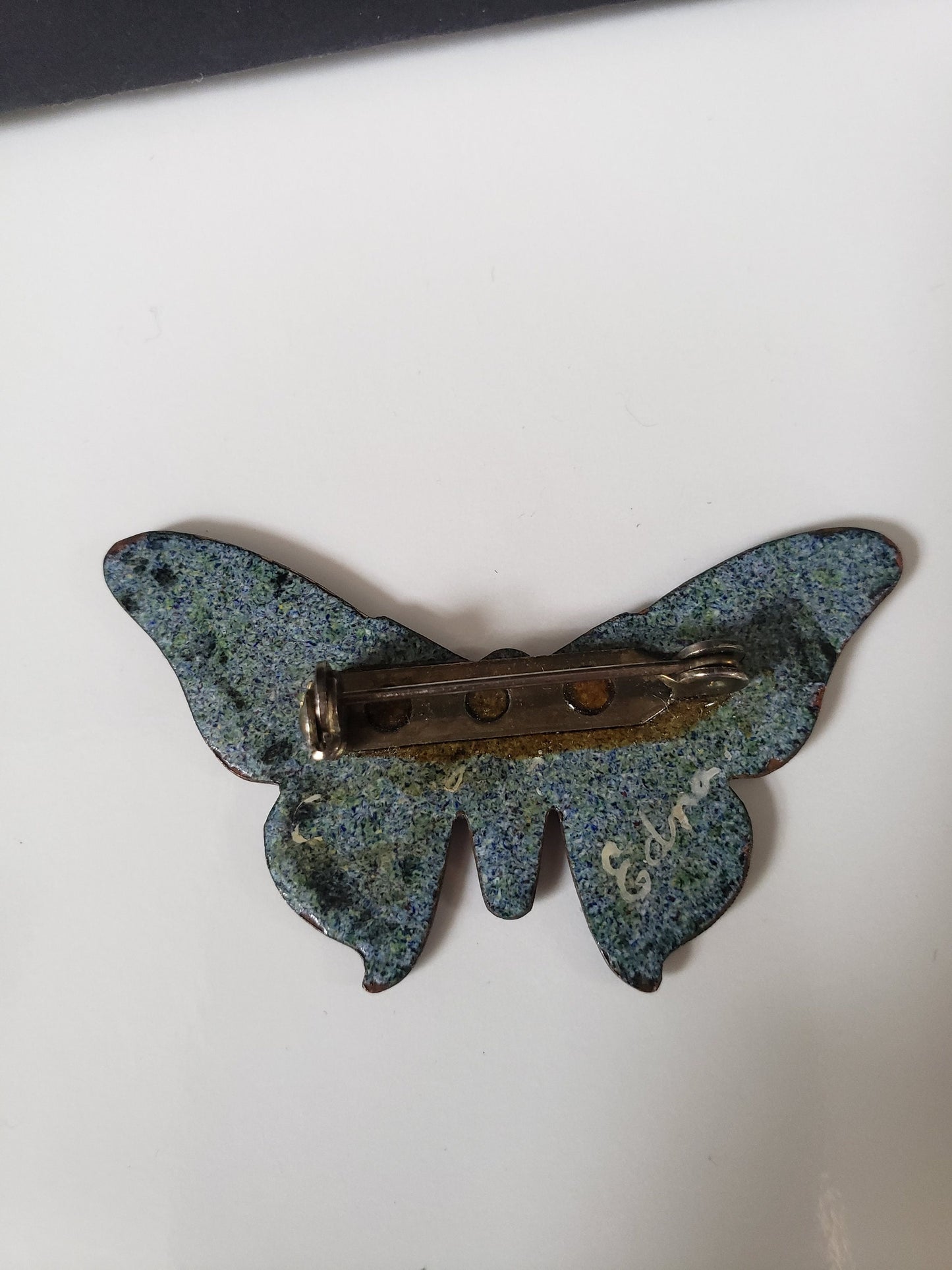 Signed Enamel Butterfly Brooch