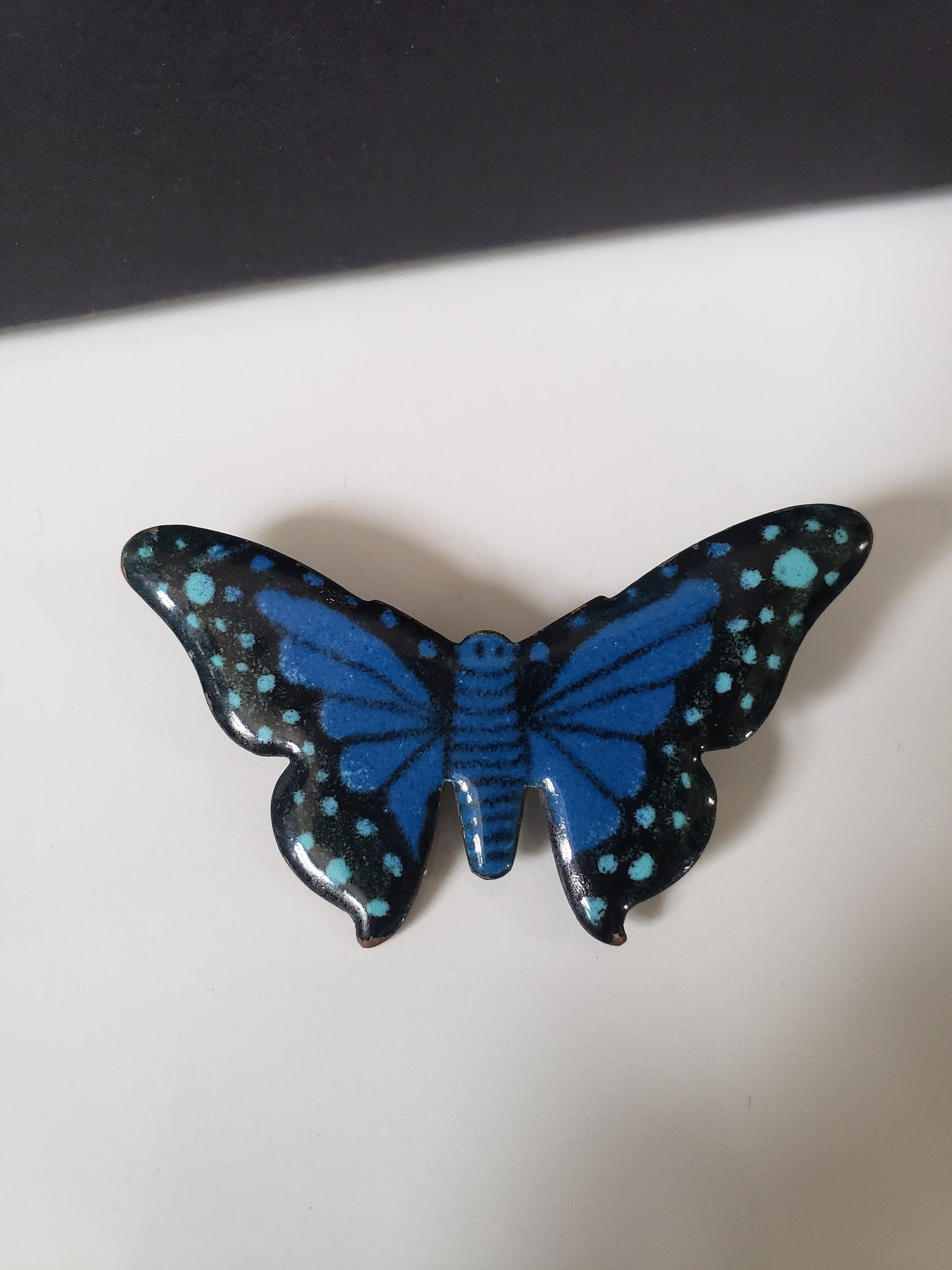 Signed Enamel Butterfly Brooch