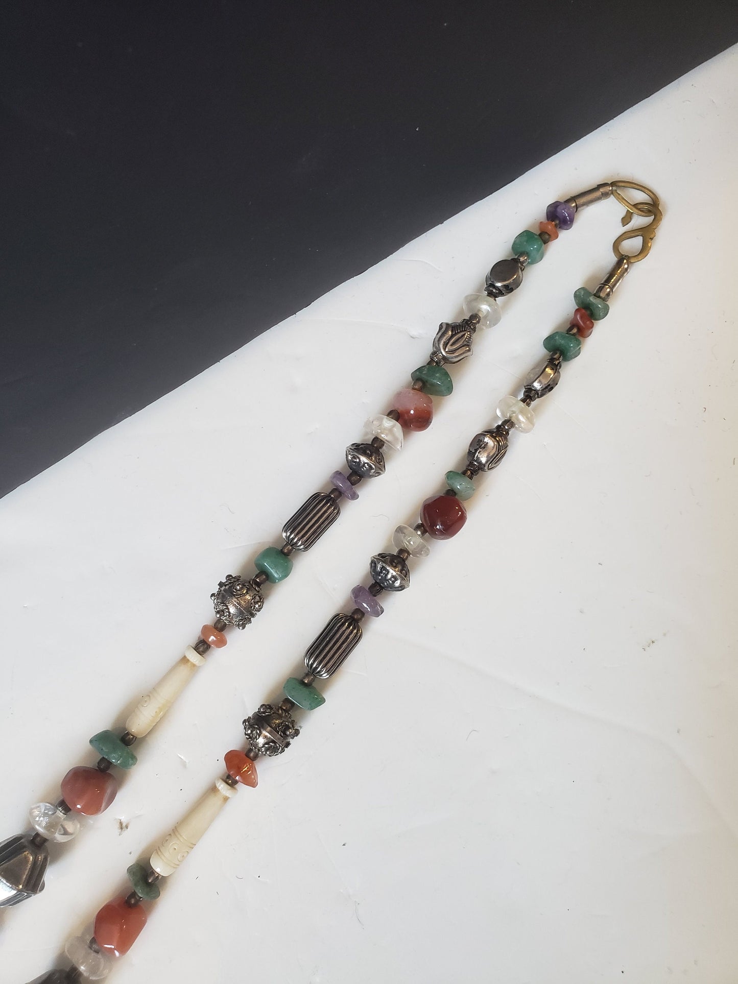 Semi-Precious Stone, Bone, and Metal Necklace