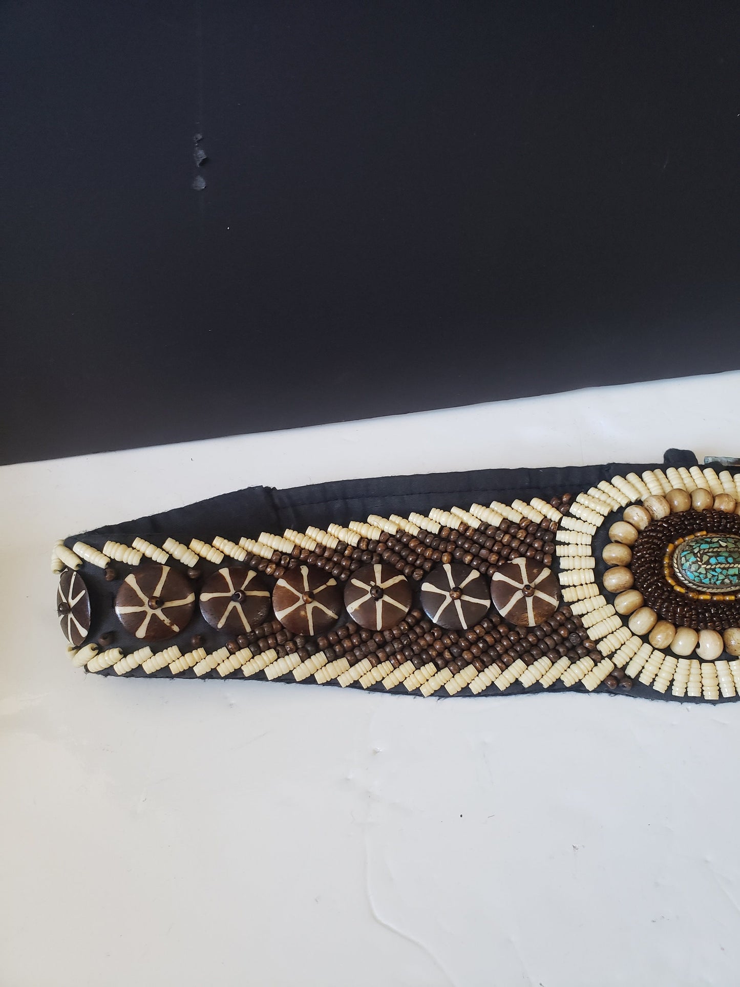 Oceanic Shell, Wood, and Beaded Belt