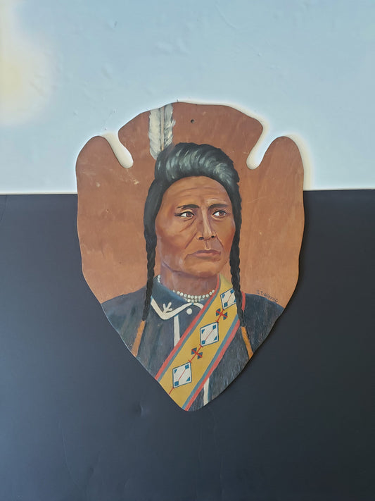 RARE Signed First Nations Painting of Chief Joseph Nez Pearce