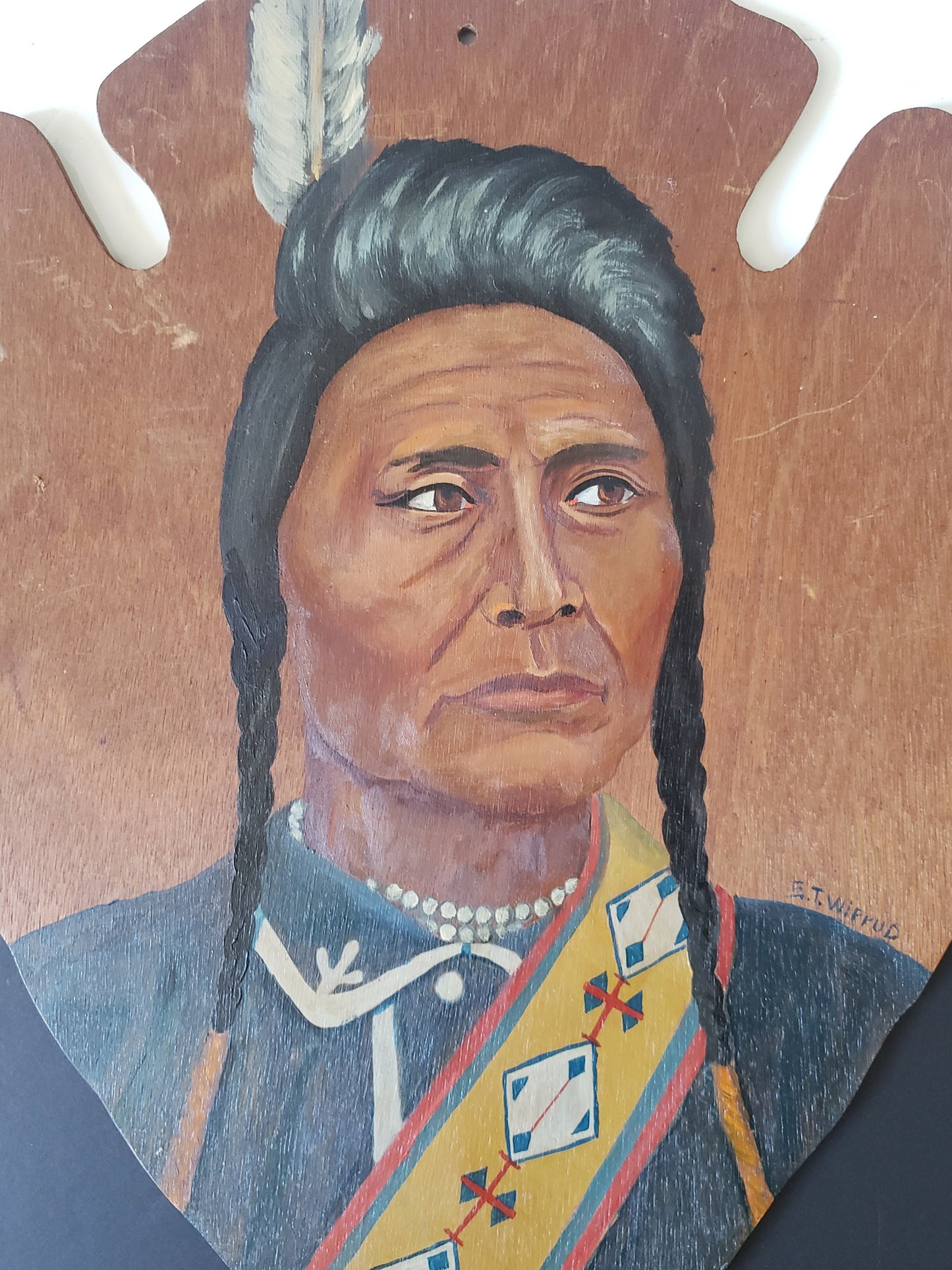 RARE Signed First Nations Painting of Chief Joseph Nez Pearce