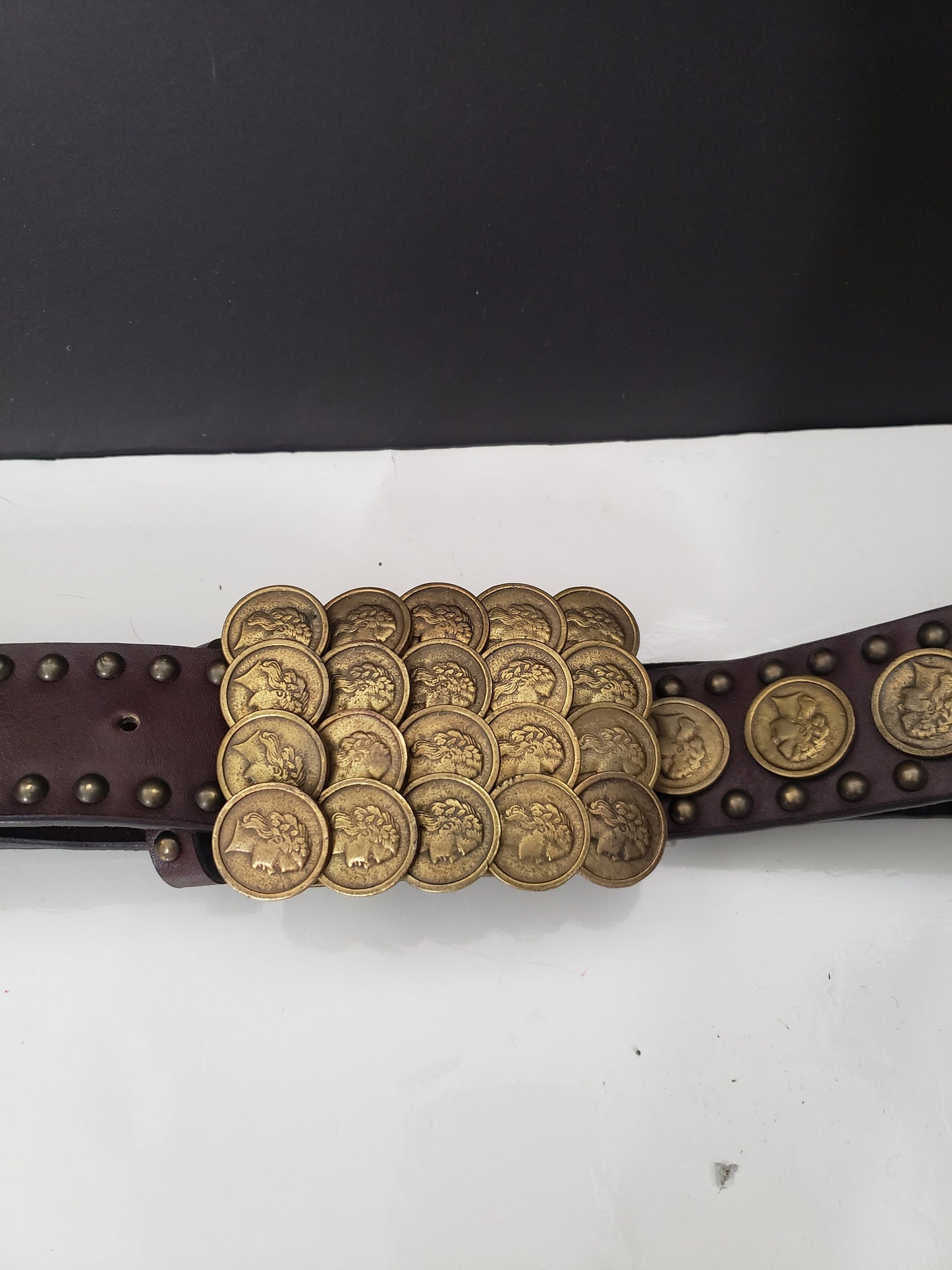 Brown Leather Coin Belt/Buckle