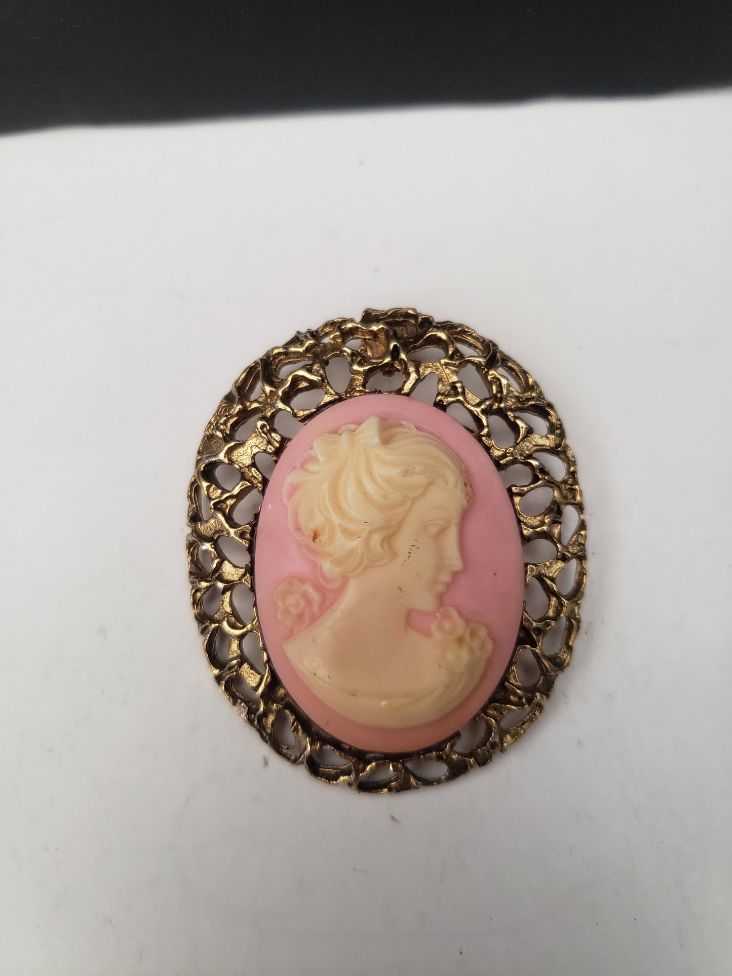 Faux Cameo Brooch