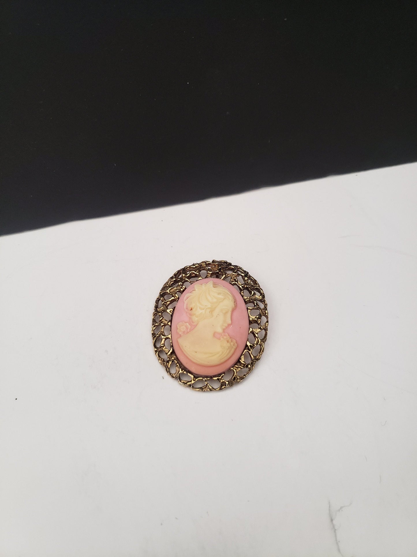 Faux Cameo Brooch