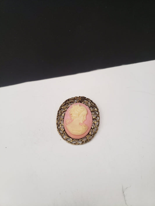 Faux Cameo Brooch