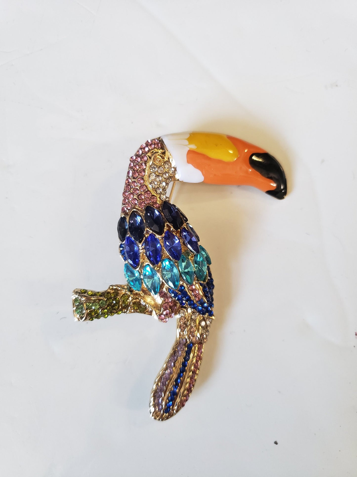 Rhinestone Toucan Brooch