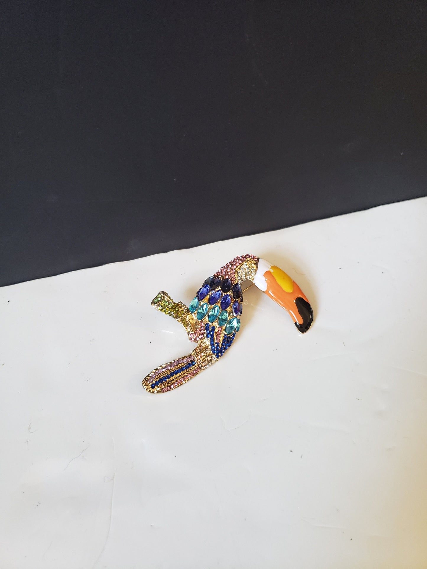 Rhinestone Toucan Brooch