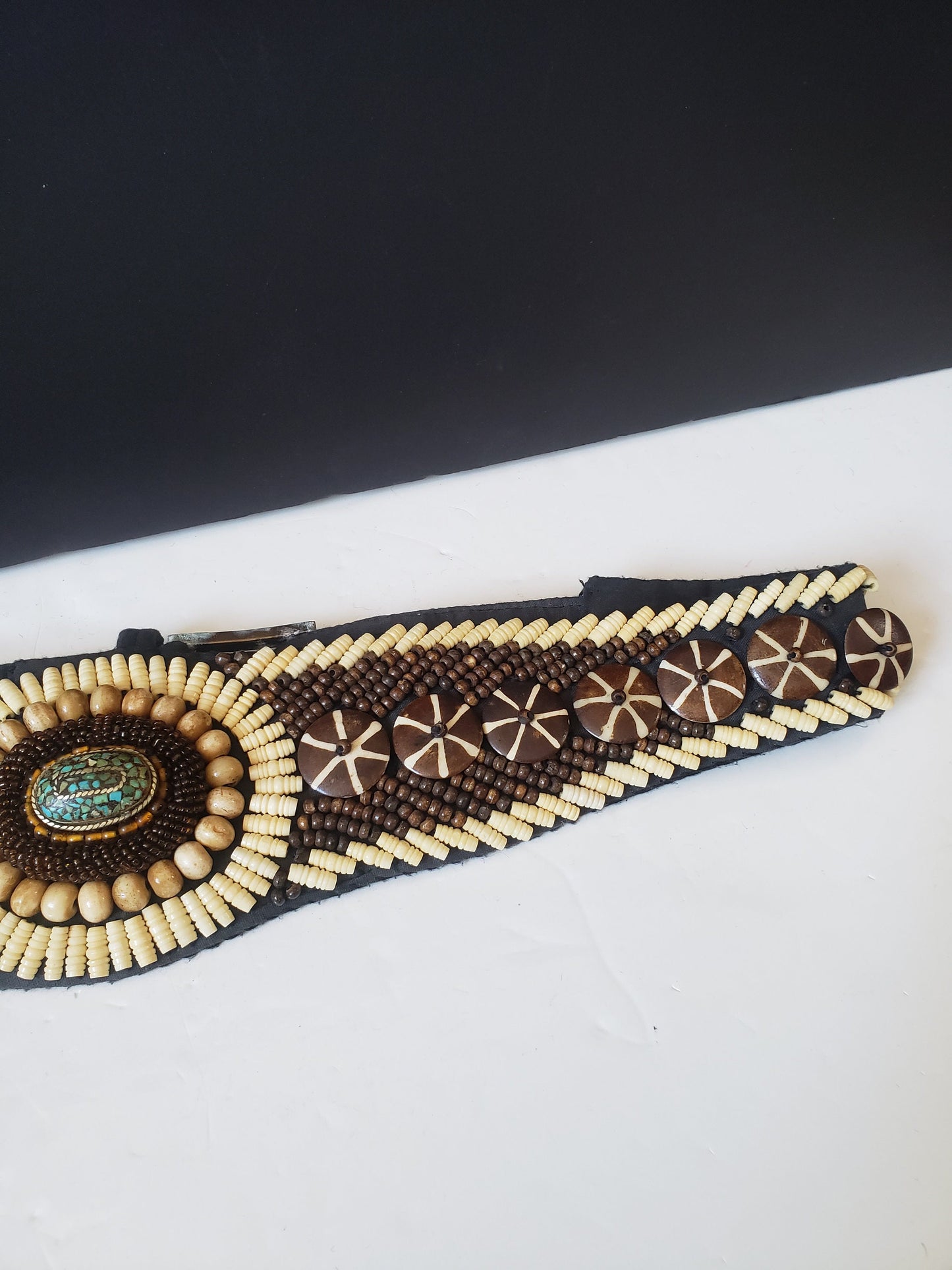 Oceanic Shell, Wood, and Beaded Belt