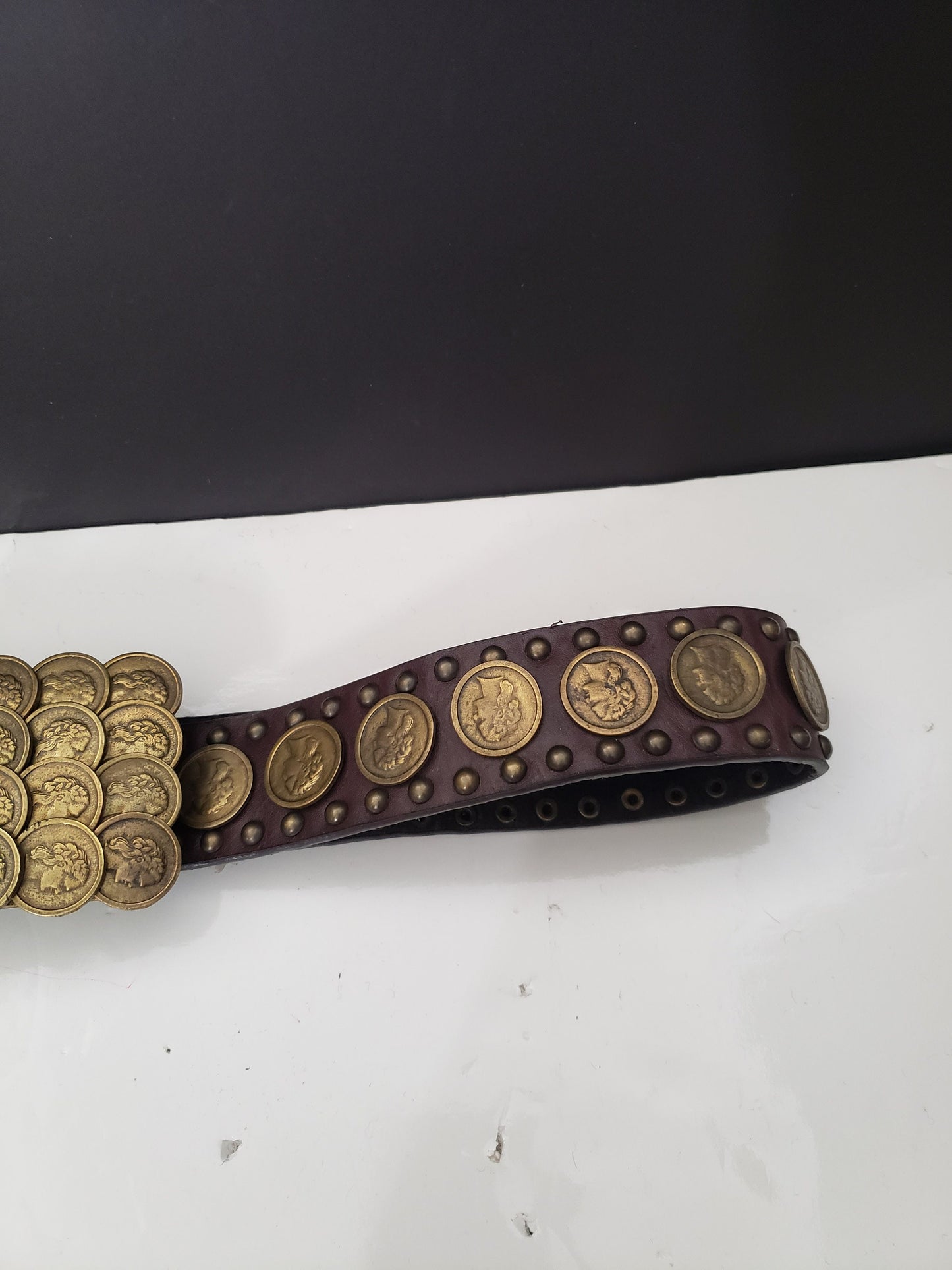 Brown Leather Coin Belt/Buckle