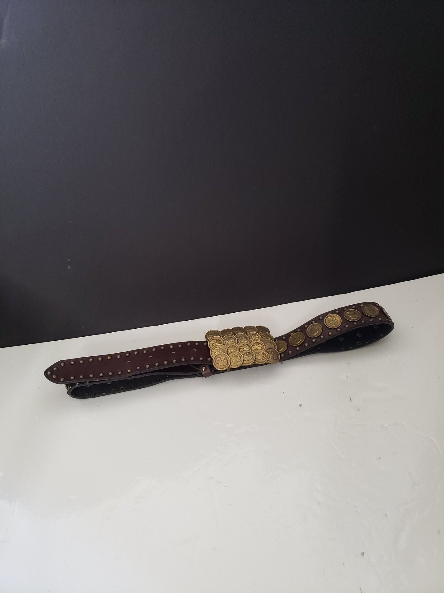 Brown Leather Coin Belt/Buckle