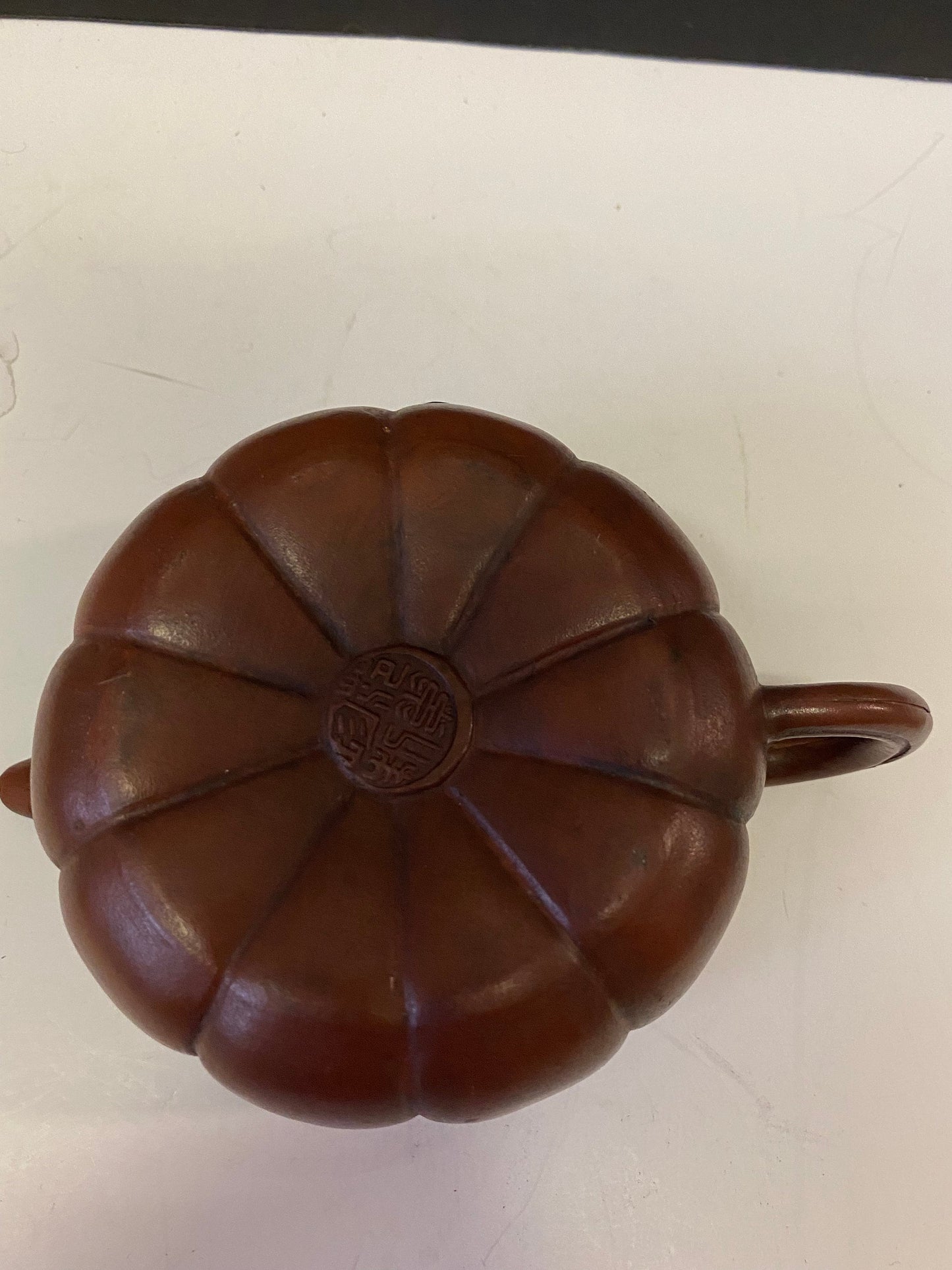 A  Chinese signed Clay teapot with unusual decoration  6 inches long