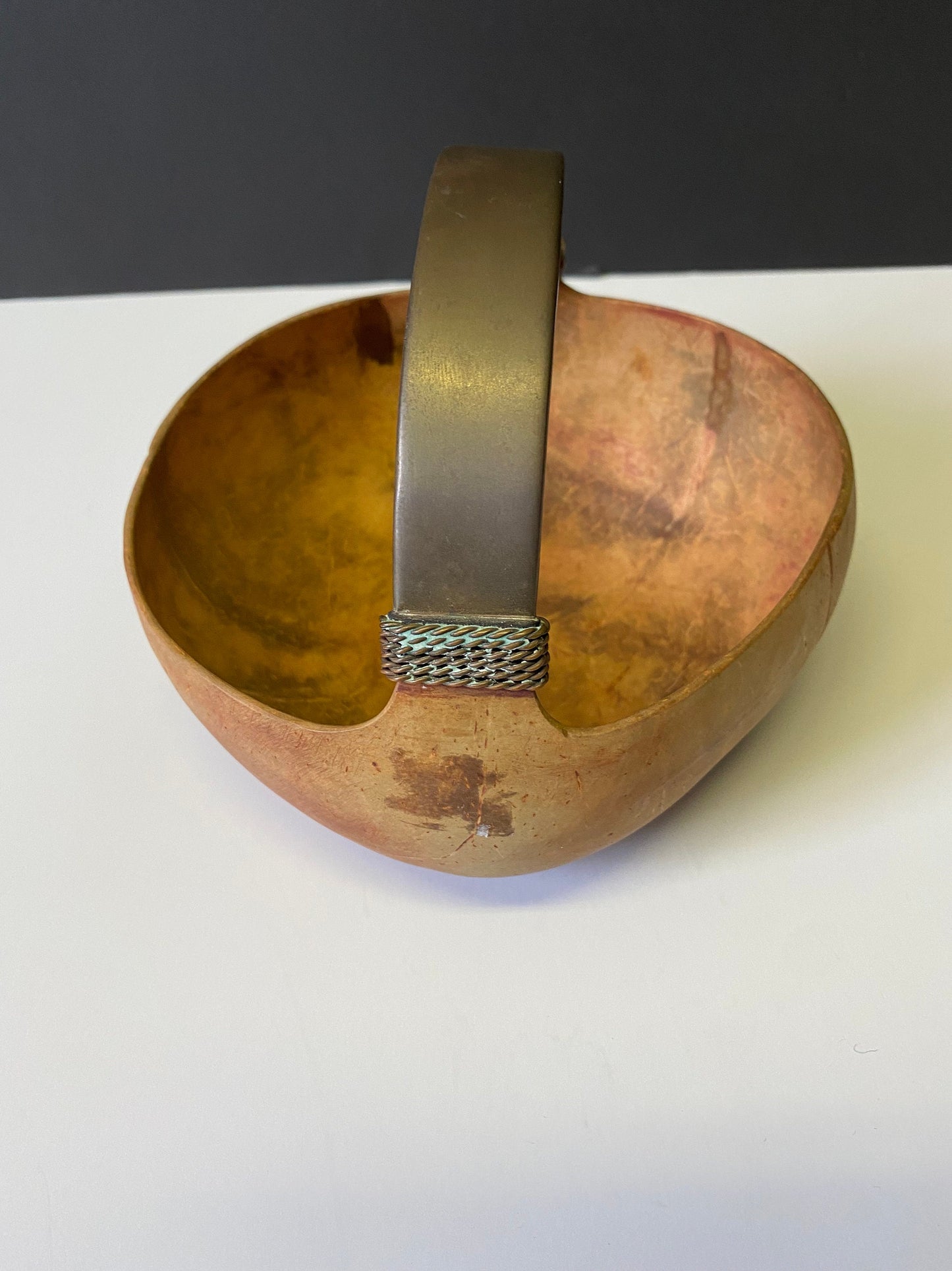 A  7 inch Chinese coconut and bronze bowl  Antique  simple and delightful