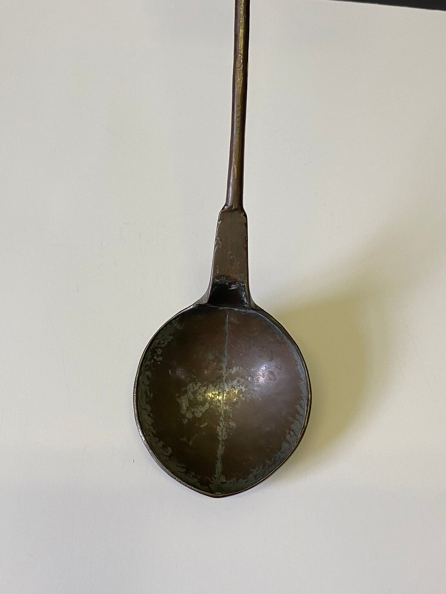 A  21 inch antique signed Tibetan  copper ladle with amazing patina  has to be seen to be believed