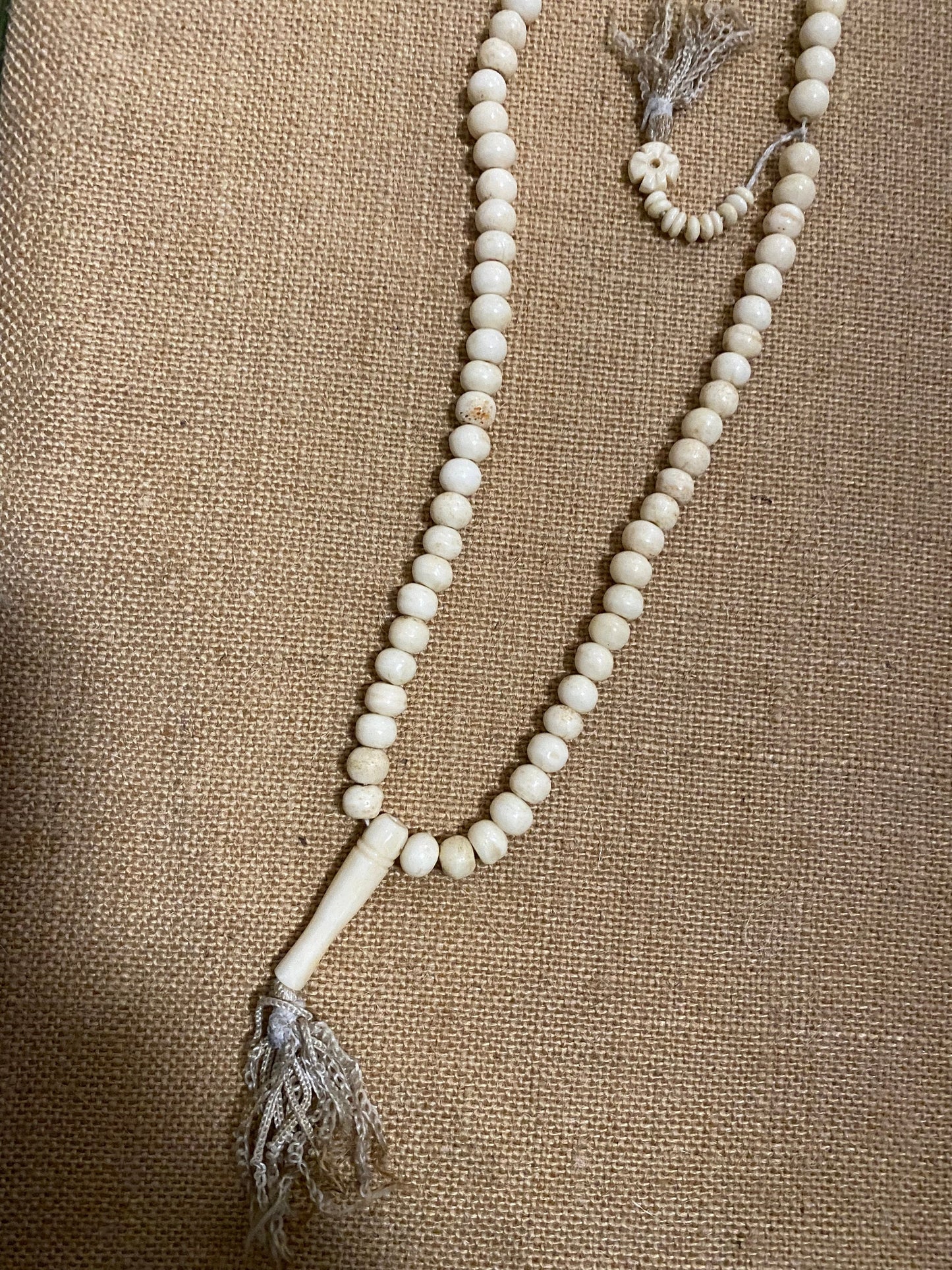 Beautiful bone rosary necklace