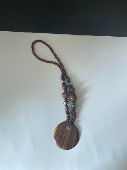 African wood and beaded necklace