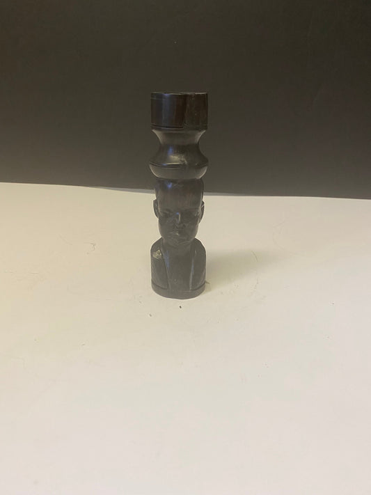 African ebony carved wooden figural candlestick