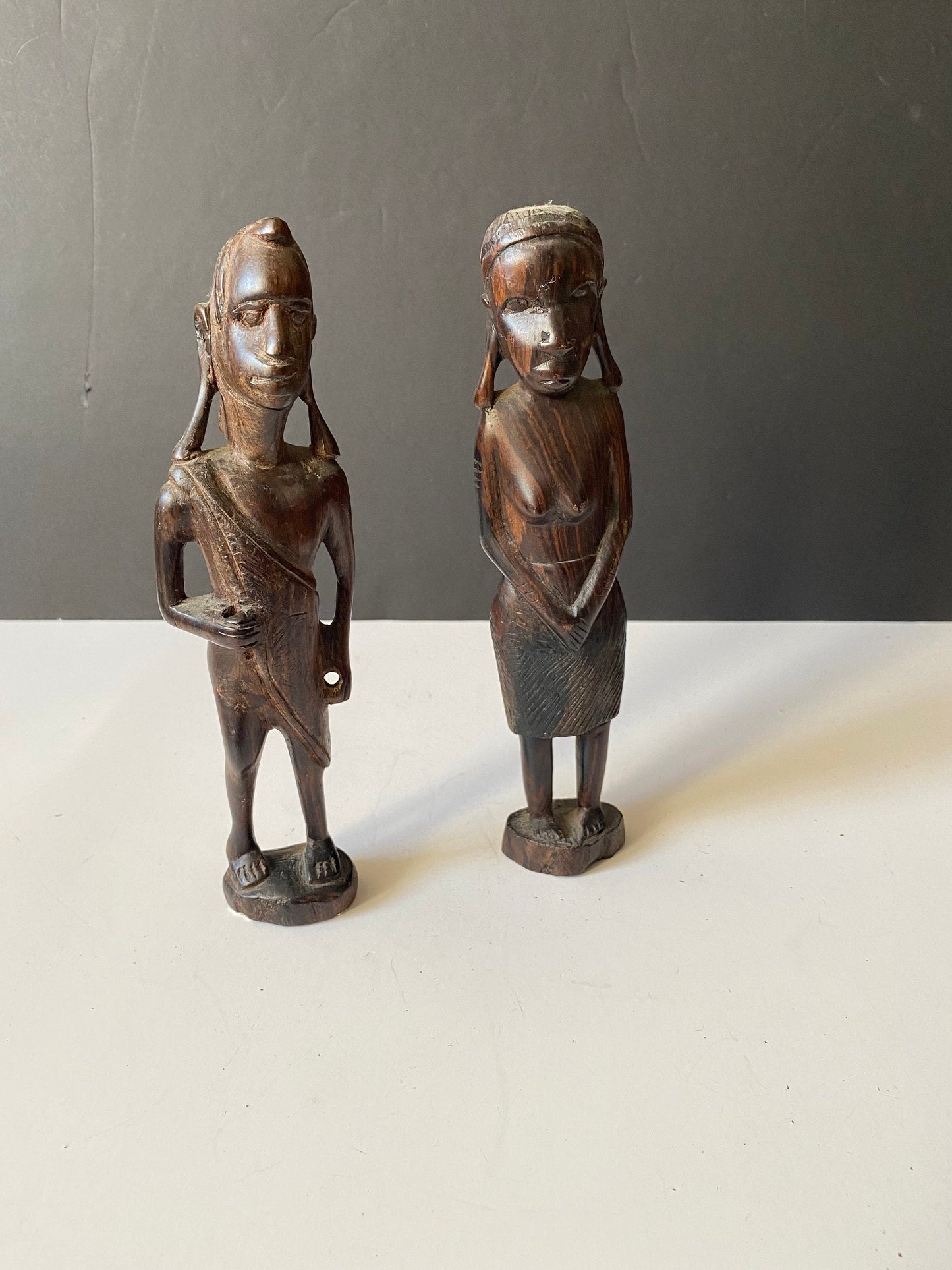 Pair 9 inch ebony wood African warriors!