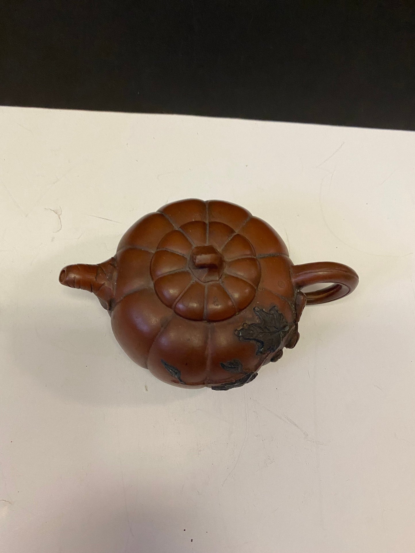 A  Chinese signed Clay teapot with unusual decoration  6 inches long