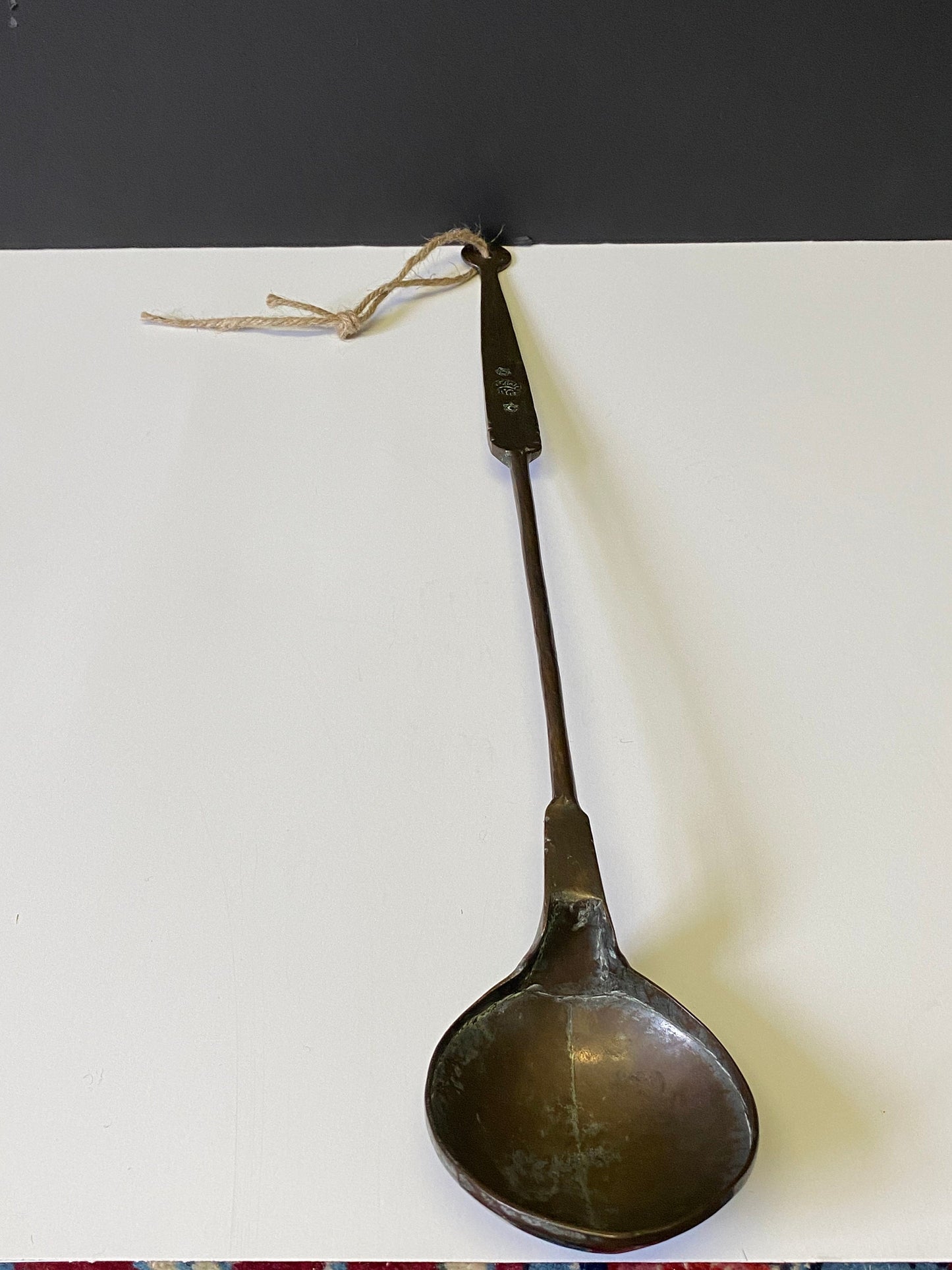 A  21 inch antique signed Tibetan  copper ladle with amazing patina  has to be seen to be believed