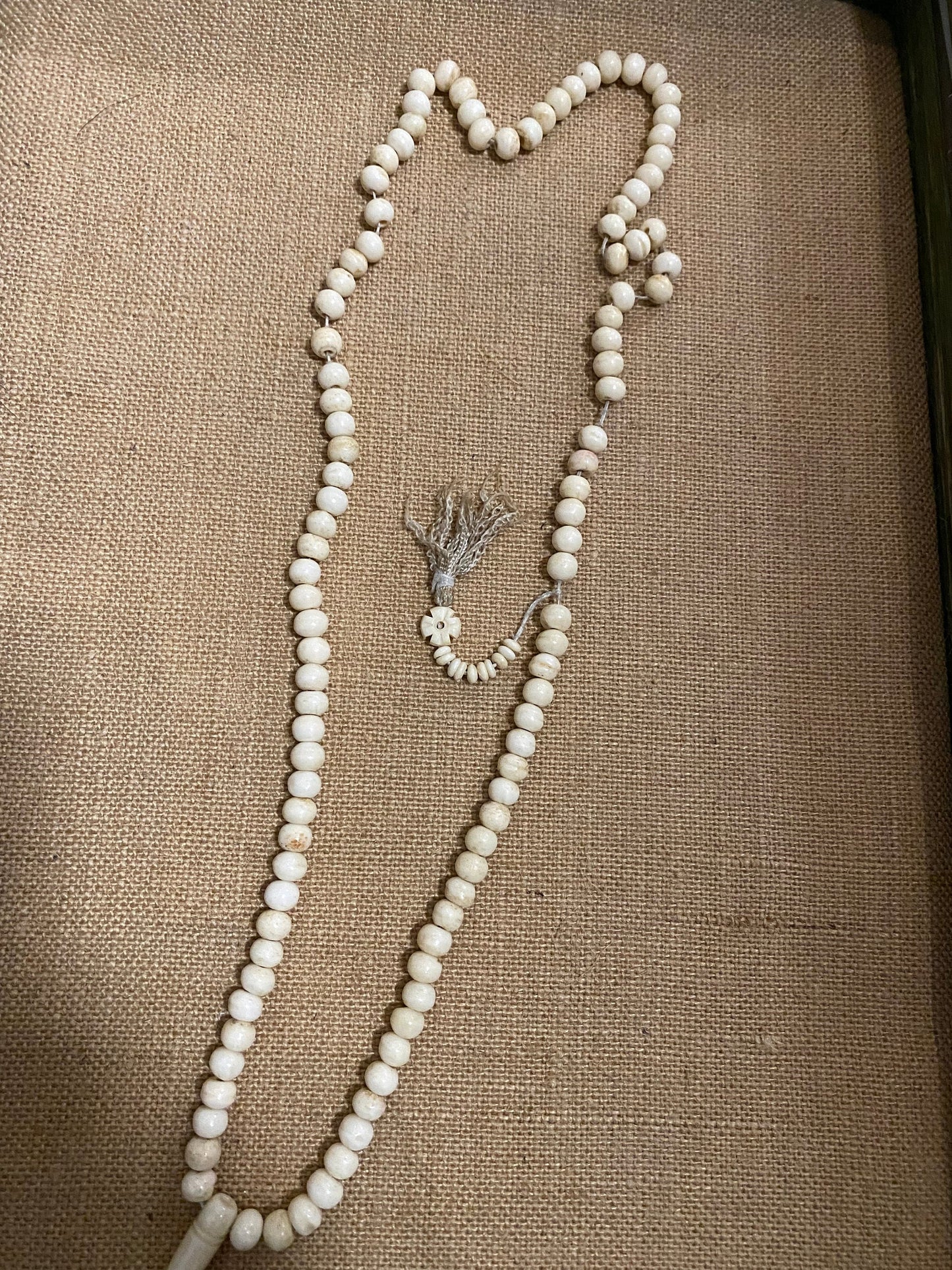 Beautiful bone rosary necklace