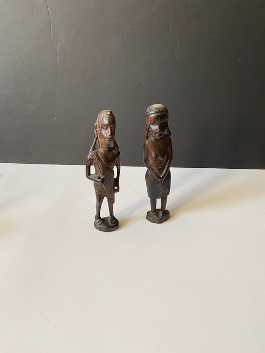 Pair 9 inch ebony wood African warriors!