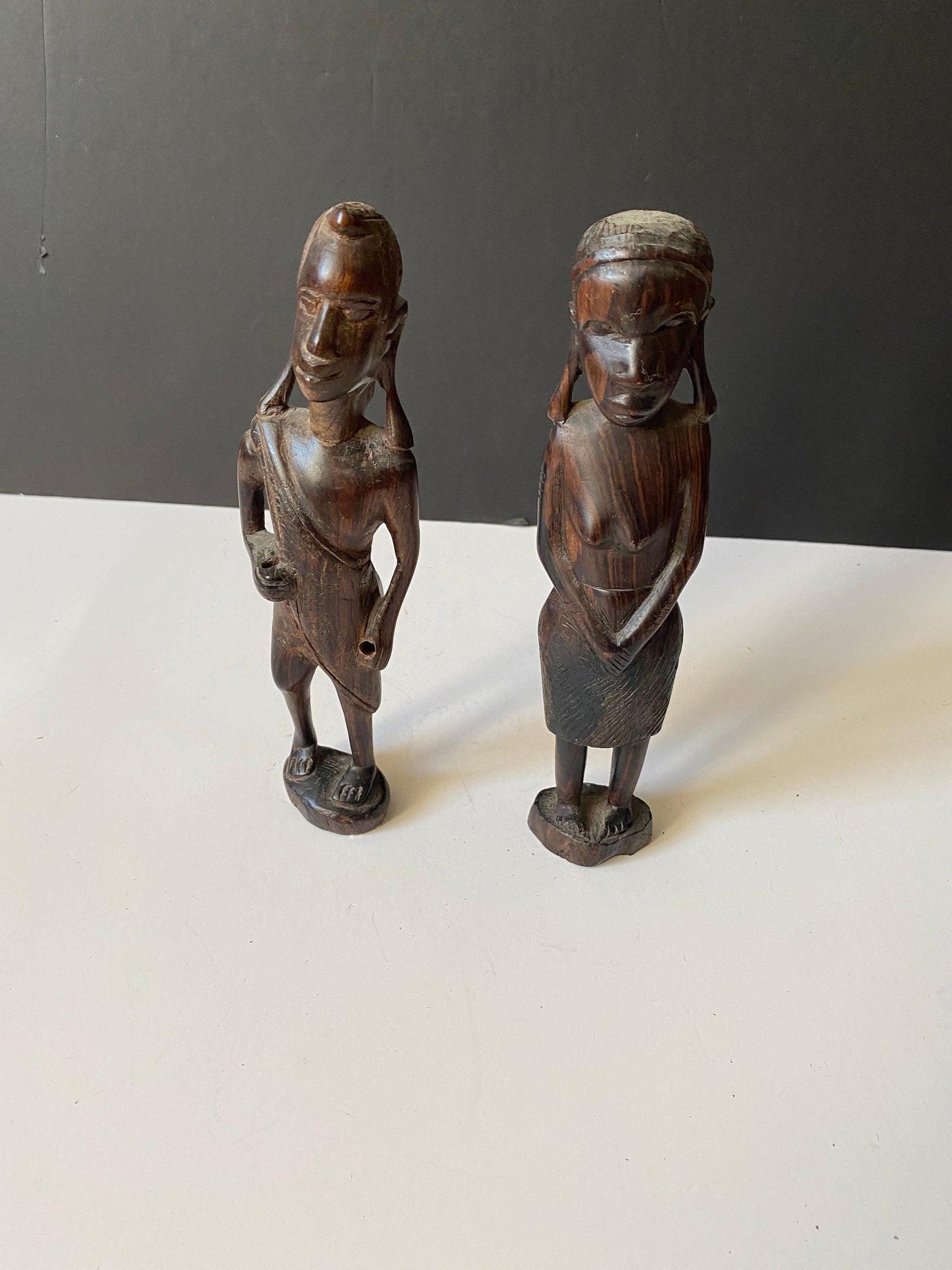 Pair 9 inch ebony wood African warriors!