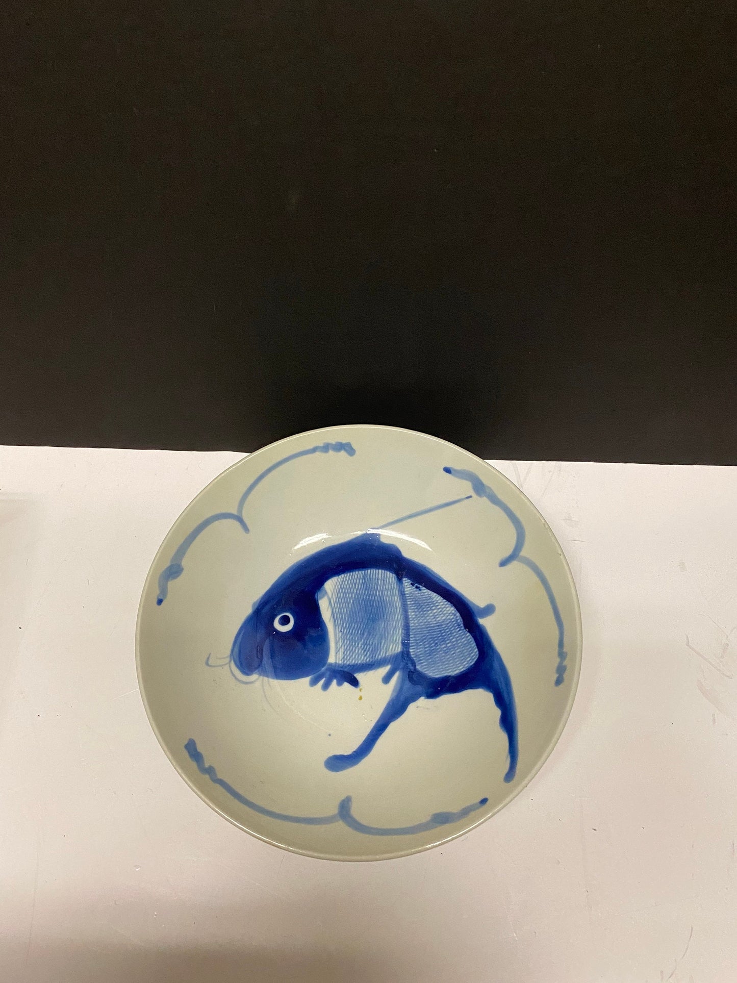 Antique Chinese 9 inch bowl with fish decoration -Fabulously simplistic design and creation  wow