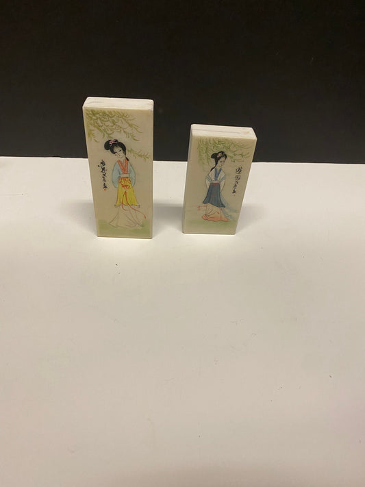 4 and 5 inch tall Chinese handpainted on Stone calligraphy paperweights   unique and desirable  wow  gift alert