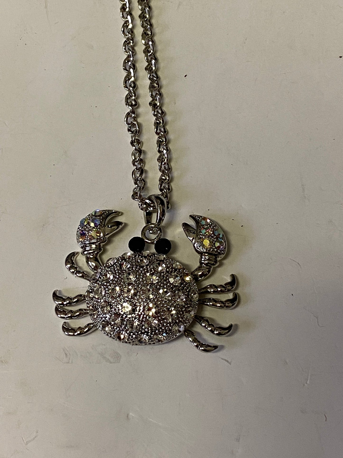 Fabulous 15 inch long rhinestone crab pendant with necklace  Stunning piece and perfect for a gift