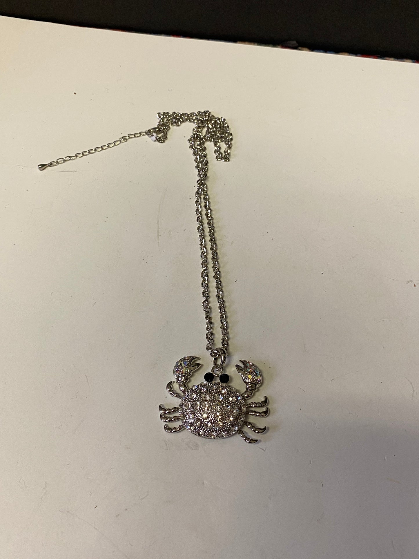 Fabulous 15 inch long rhinestone crab pendant with necklace  Stunning piece and perfect for a gift