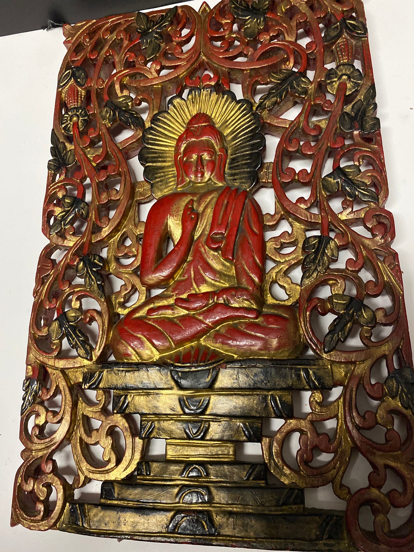 A  Rare absolutely fabulous 19 x 13 Antique and tibetan religious plaque  Unbelievable craftsmanship  tiny damage  wow wow wow!!