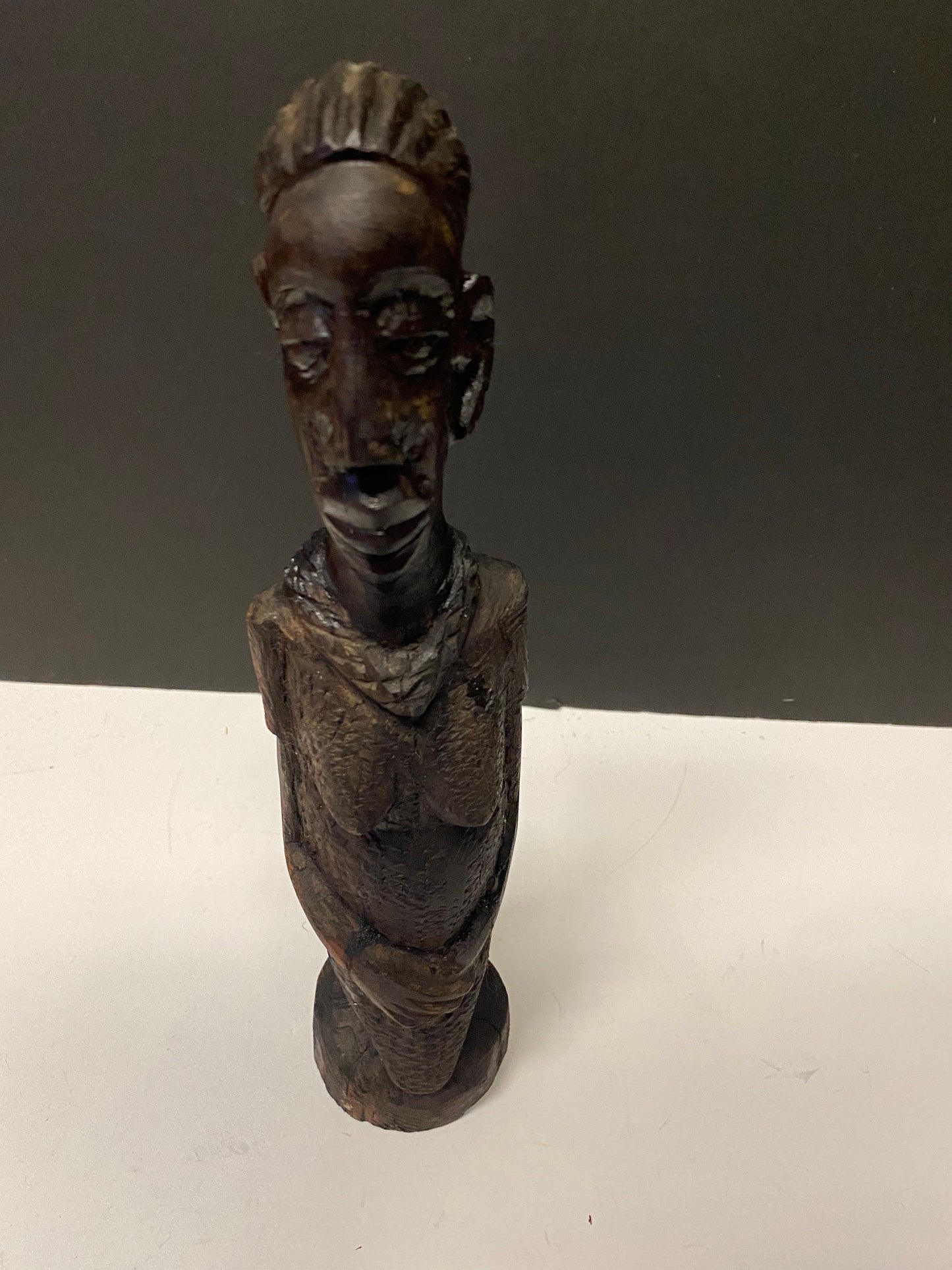 12 inch high western African wooden carved statue of a woman - Beautiful piece