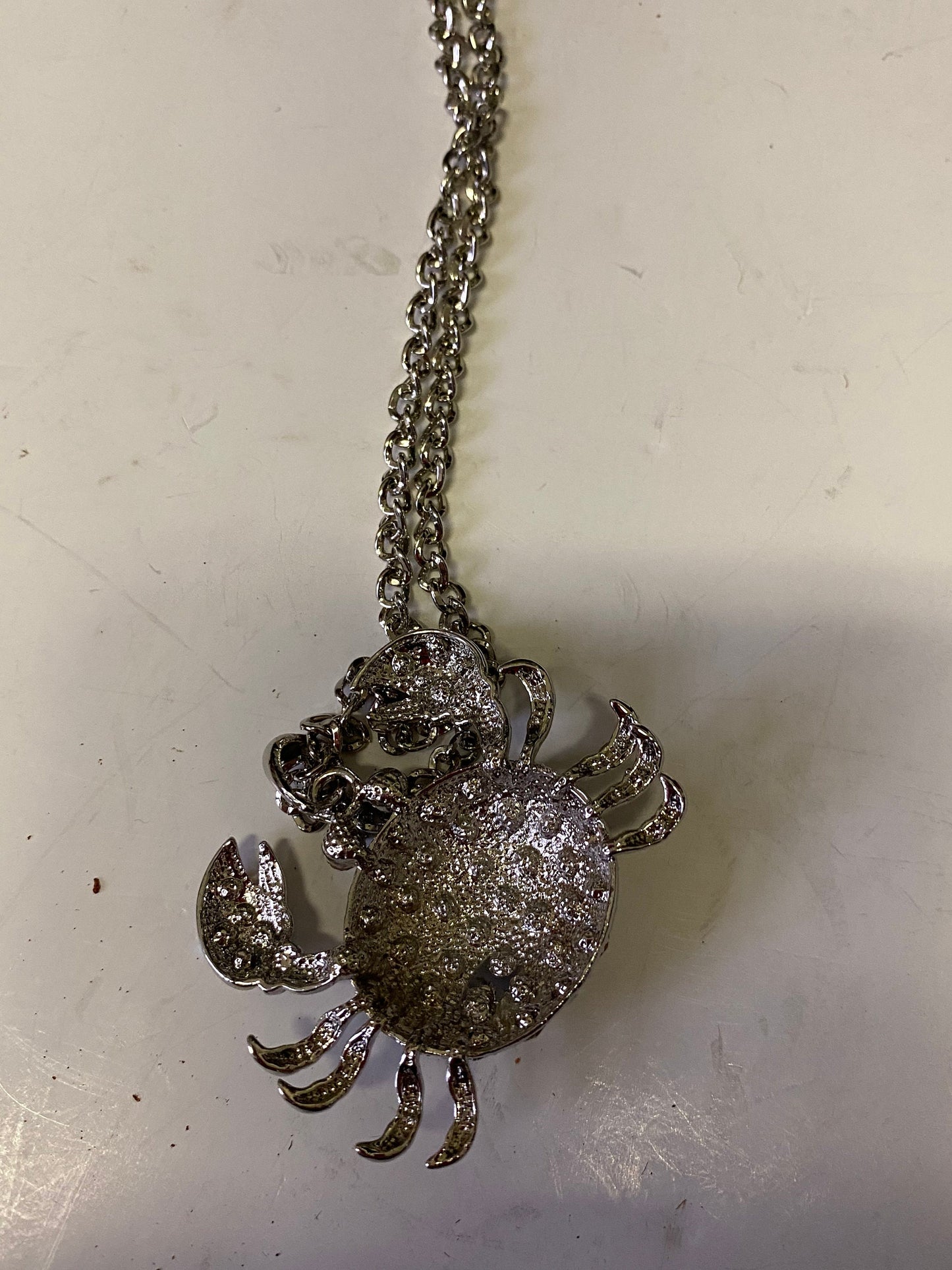 Fabulous 15 inch long rhinestone crab pendant with necklace  Stunning piece and perfect for a gift