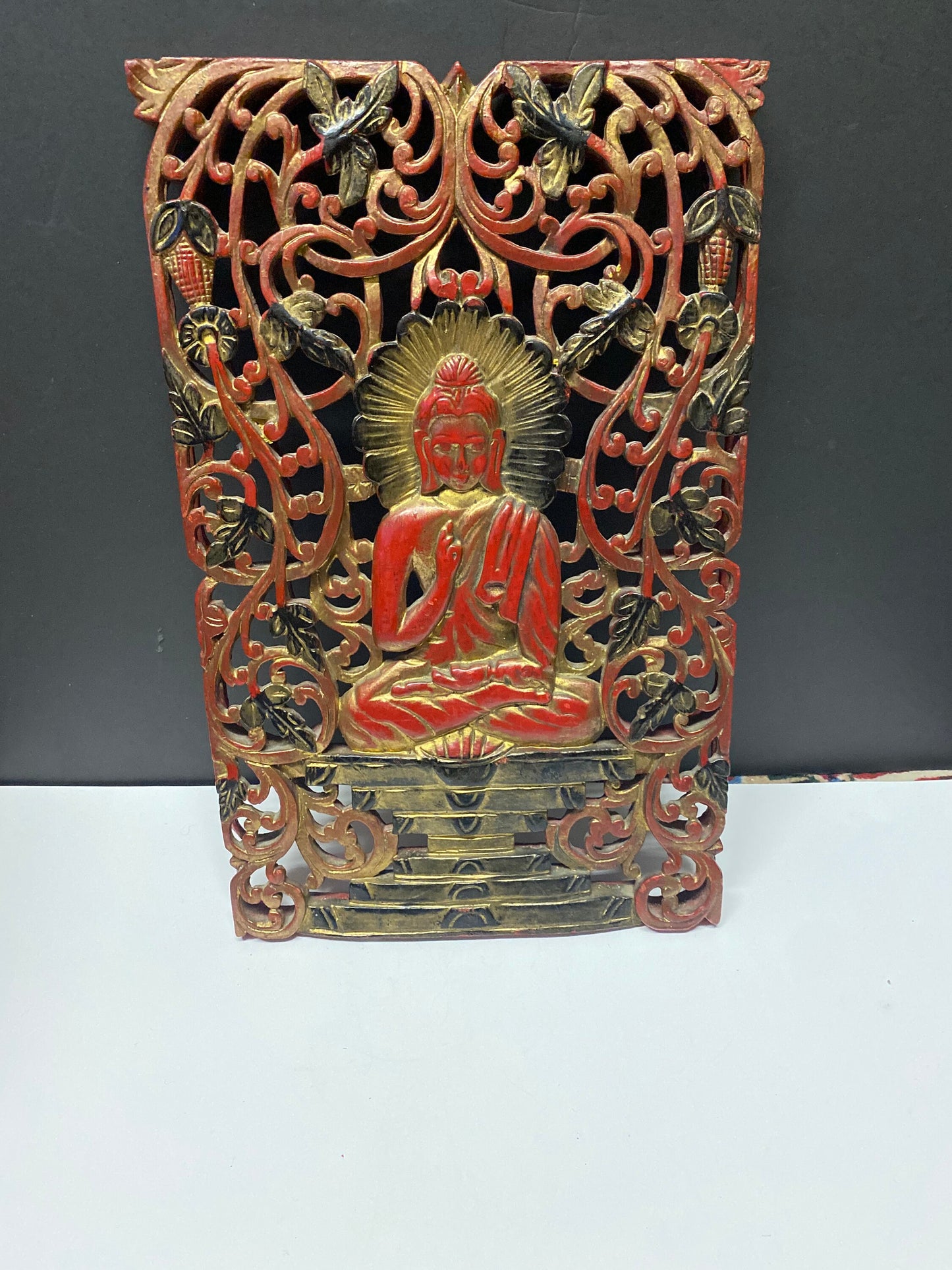 A  Rare absolutely fabulous 19 x 13 Antique and tibetan religious plaque  Unbelievable craftsmanship  tiny damage  wow wow wow!!