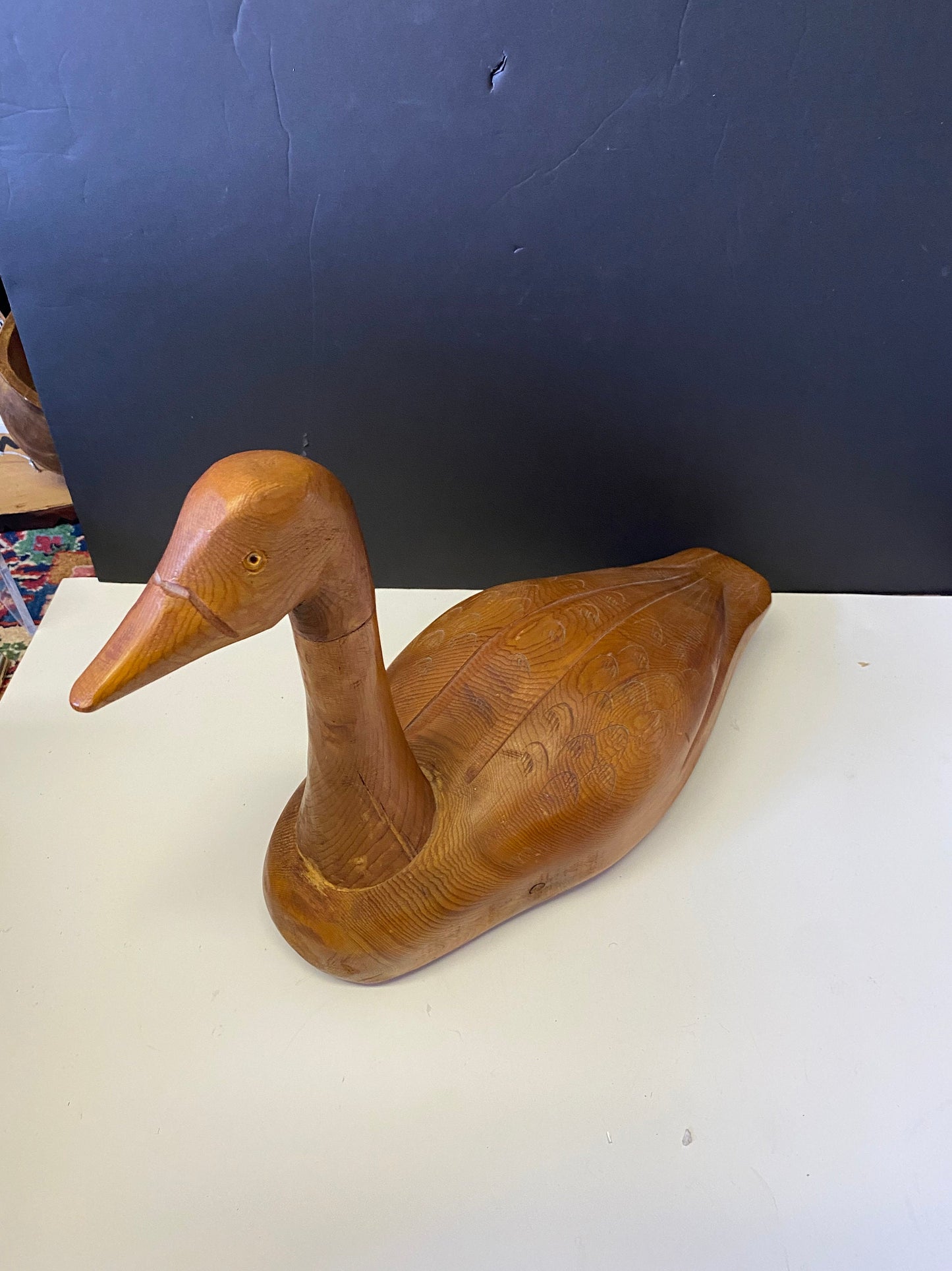 A  Stunning 17 x 13 Canadian carved cedar duck  Well engraved a fabulous presence and quality  amazing gift