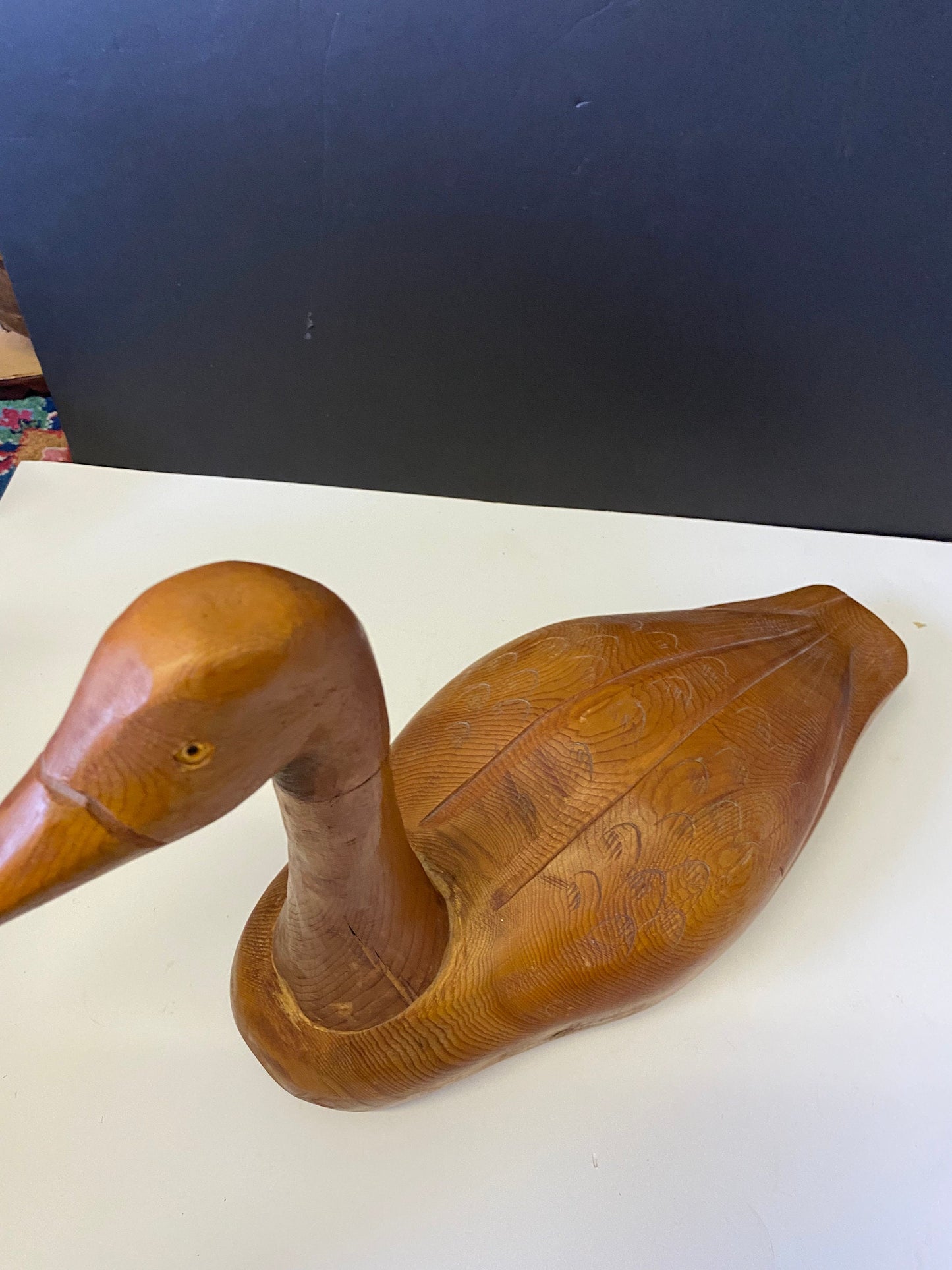 A  Stunning 17 x 13 Canadian carved cedar duck  Well engraved a fabulous presence and quality  amazing gift