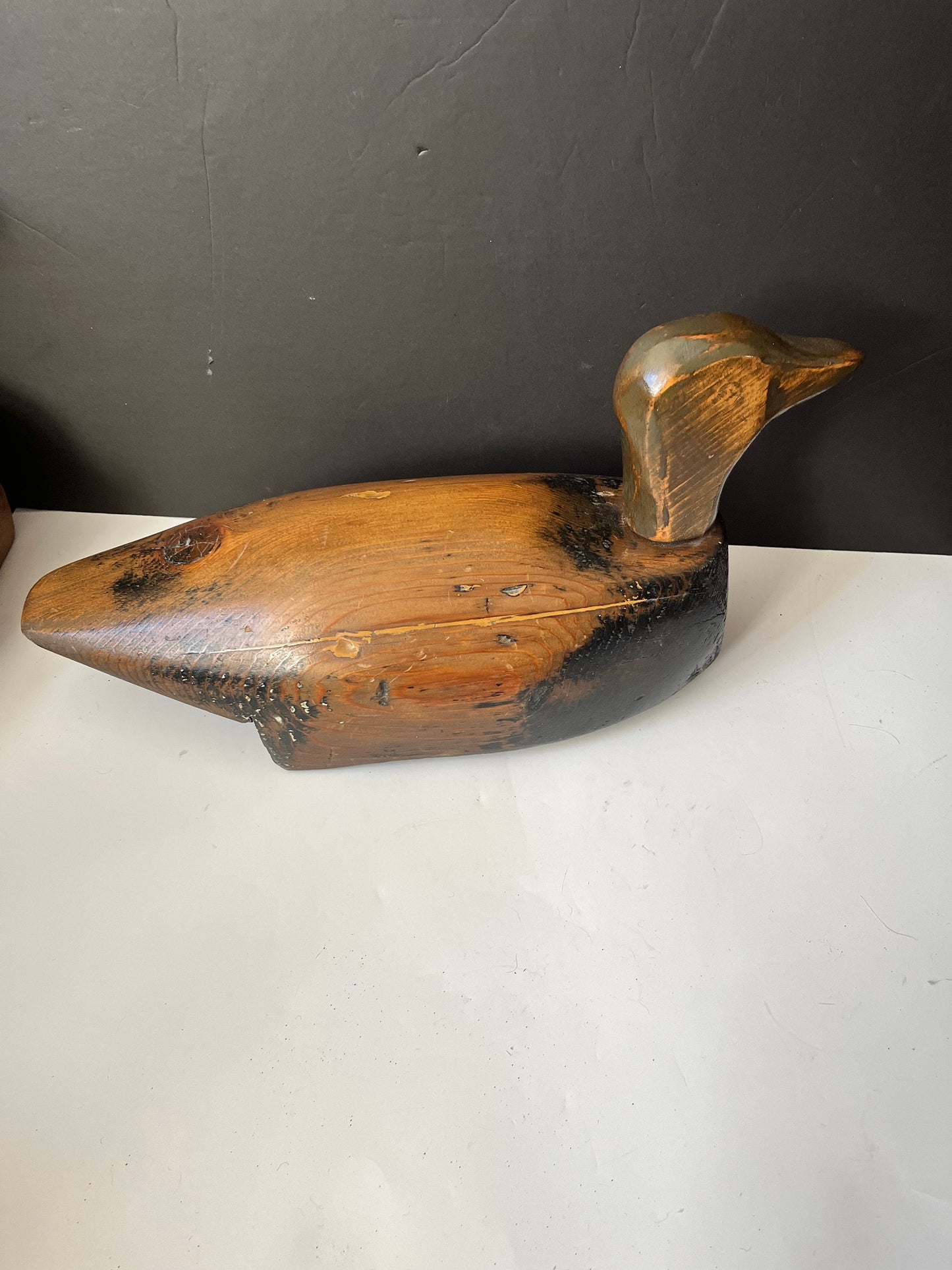 Absolutely fabulous antique 19 x 7 x 10 inch high Authentic duck decoy  Amazing Patina  Great condition and would make a wonderful gift