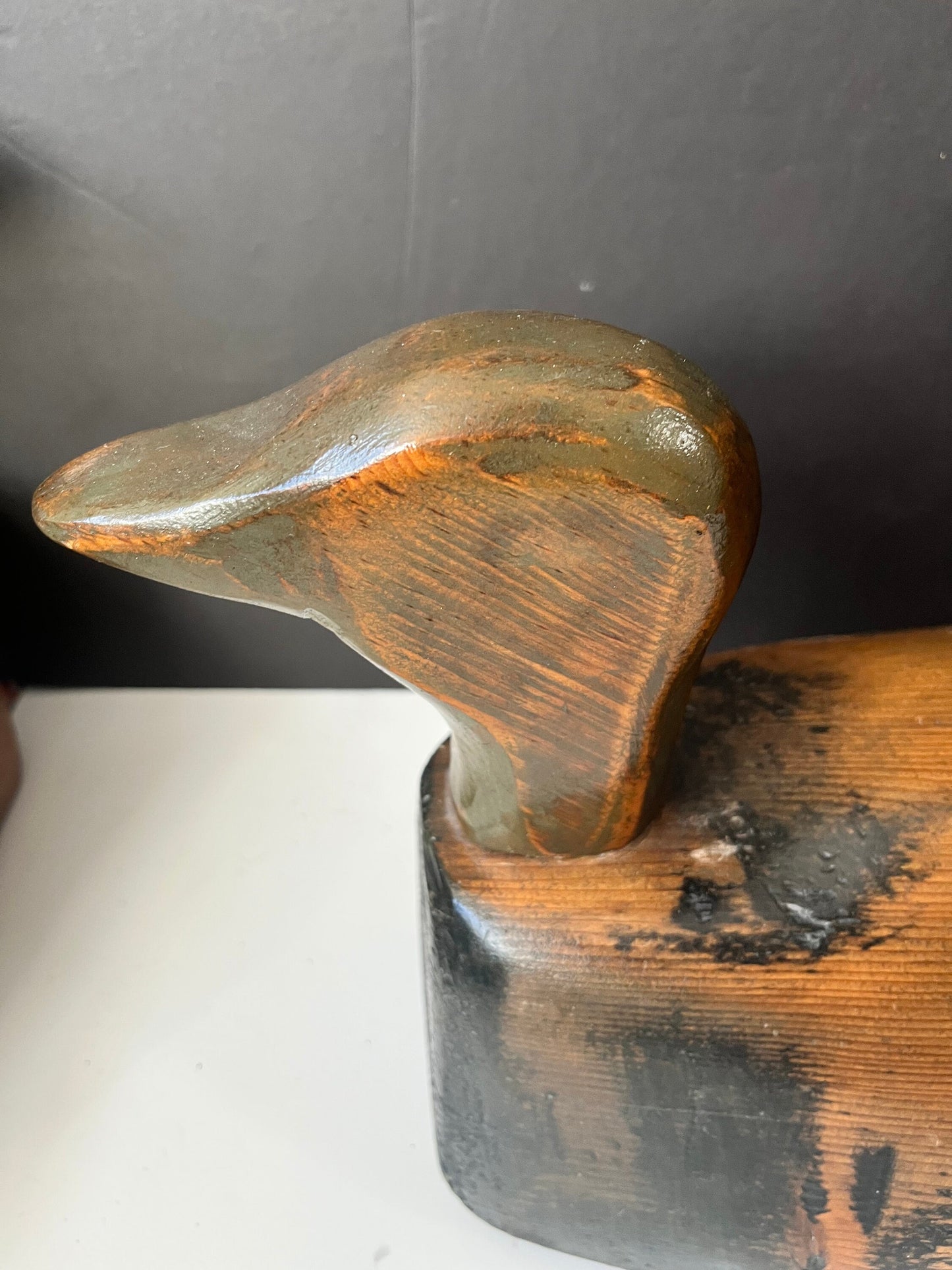 Absolutely fabulous antique 19 x 7 x 10 inch high Authentic duck decoy  Amazing Patina  Great condition and would make a wonderful gift