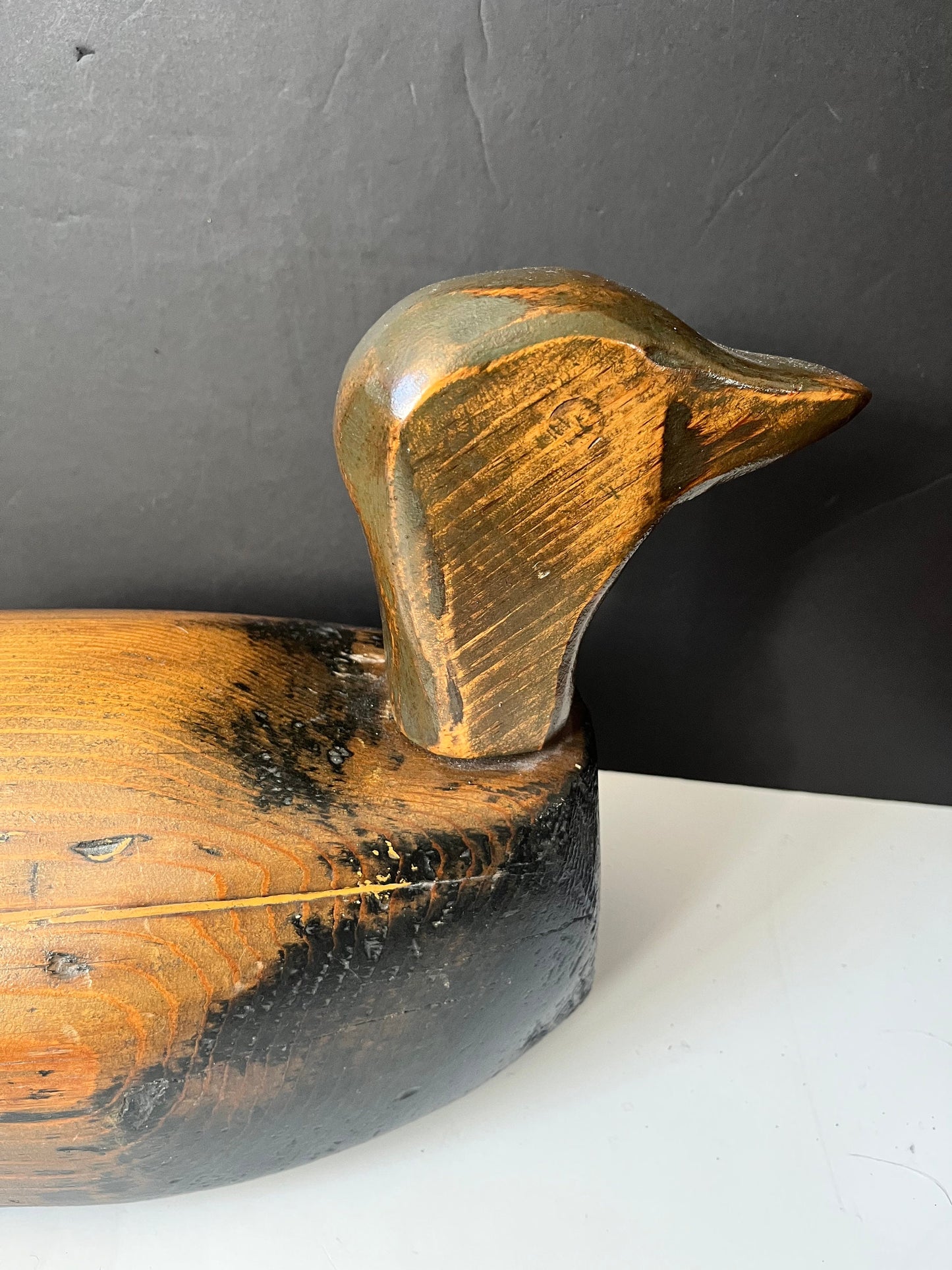 Absolutely fabulous antique 19 x 7 x 10 inch high Authentic duck decoy  Amazing Patina  Great condition and would make a wonderful gift