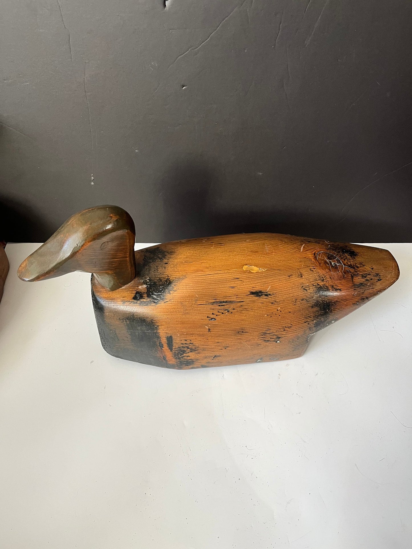 Absolutely fabulous antique 19 x 7 x 10 inch high Authentic duck decoy  Amazing Patina  Great condition and would make a wonderful gift