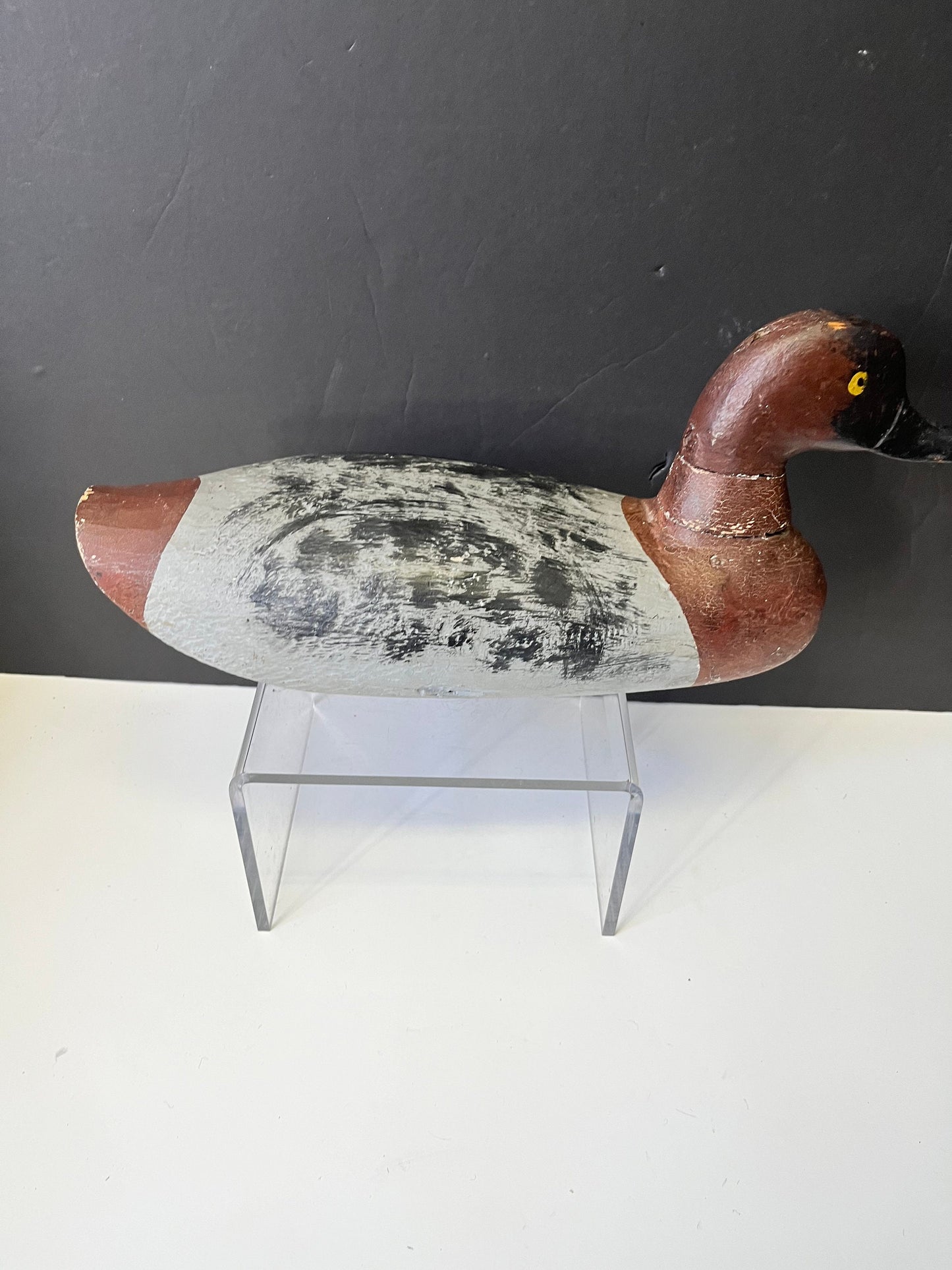 Fabulous Canadian antique 15 inch duck decoy with cracked neck  Amazing condition and patina  wow   Canadian decoy  great price