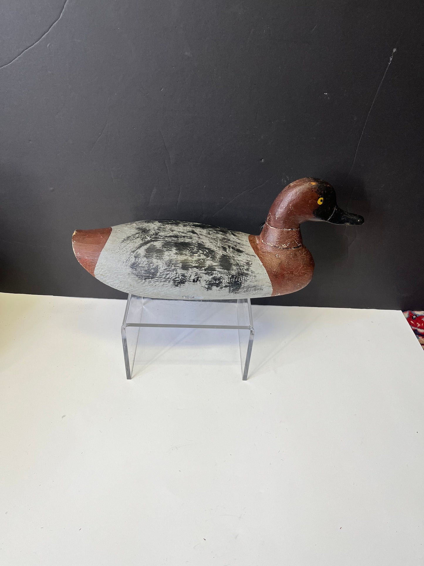 Fabulous Canadian antique 15 inch duck decoy with cracked neck  Amazing condition and patina  wow   Canadian decoy  great price